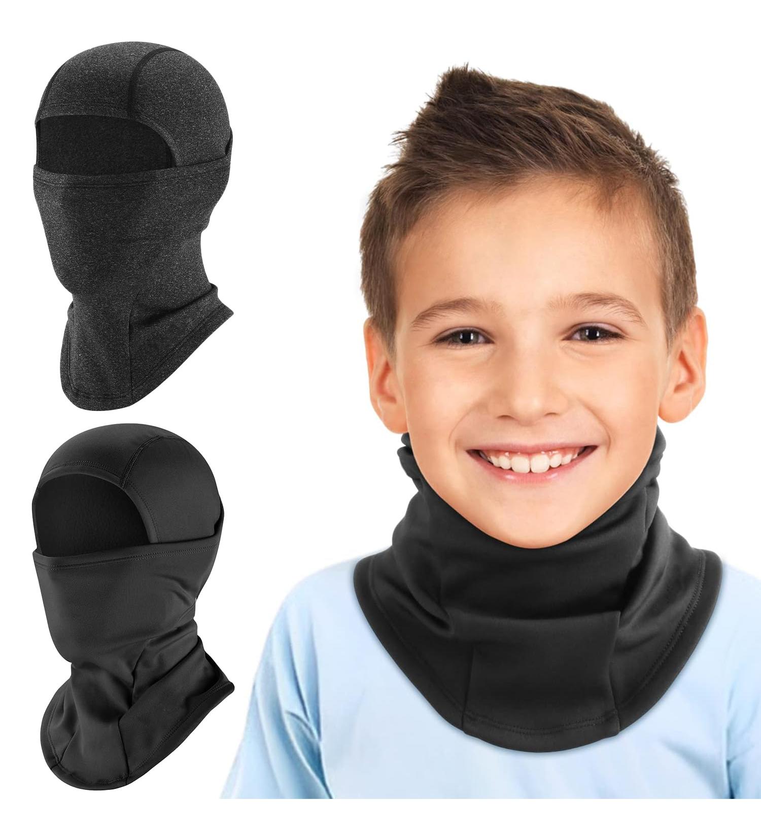 Shop Hegcoiie Kids Storm Hood & Winter Balaclava Mask - Windproof Ski Mask for Girls - Ideal for Outdoor Sports & Cycling - Black & Dark Gray - Buy Online on SooperMarket.com