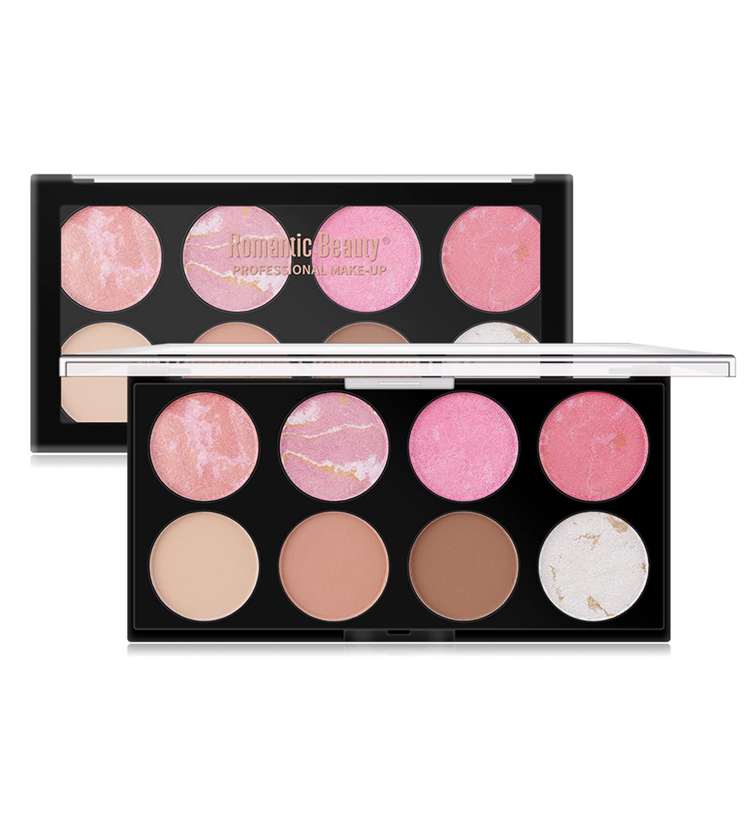 DELISOUL 8 Colors Blush Palette - Contour, Highlighter & Peach Pink Face Blush | Professional Shimmer Foundation Powder - Buy Online on SooperMarket.com