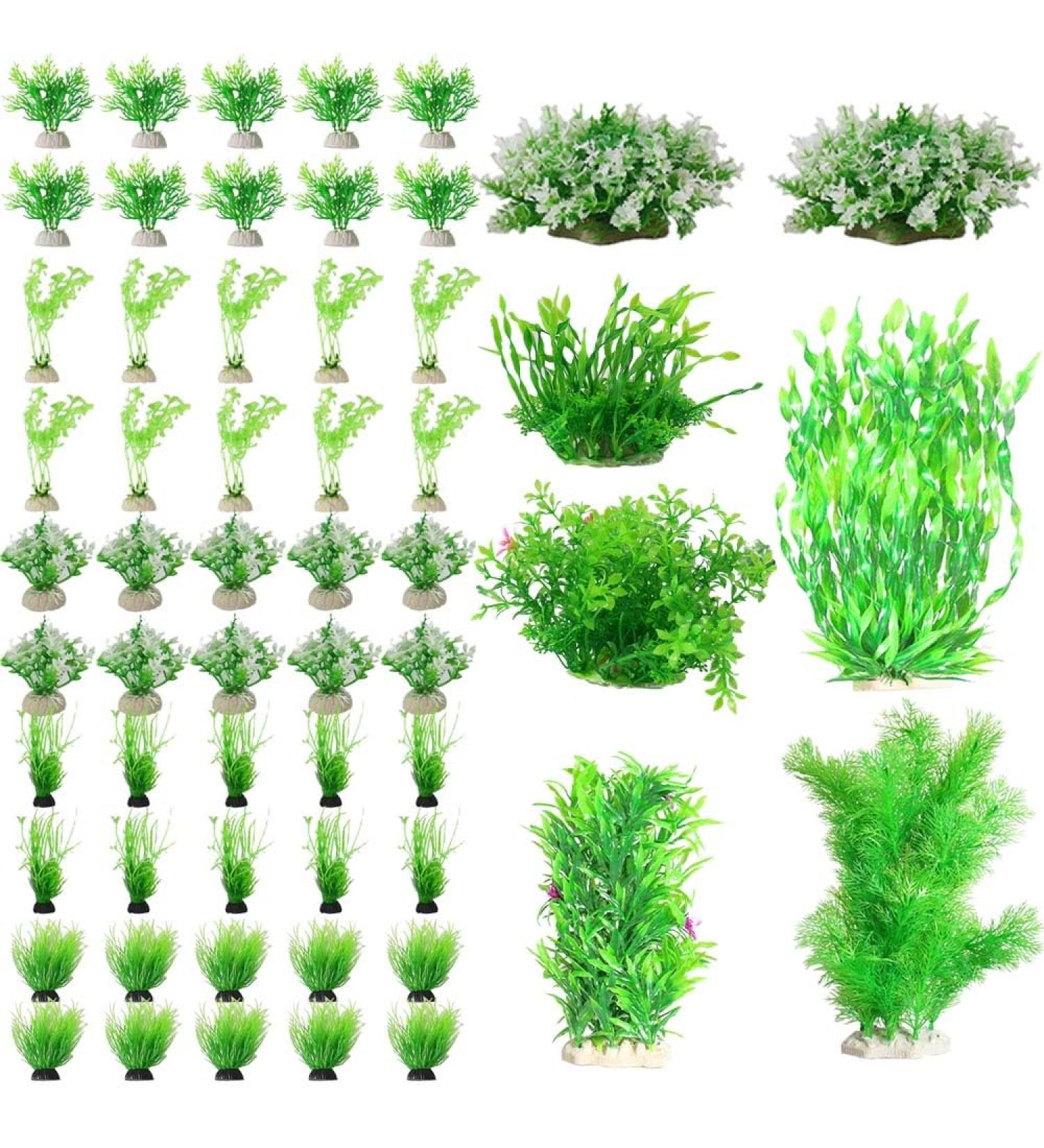 Buy Ctpeng 57-Piece Artificial Fish Tank Plants Decor Set | 2-30cm | Perfect for Aquarium Decoration - Buy Online on SooperMarket.com