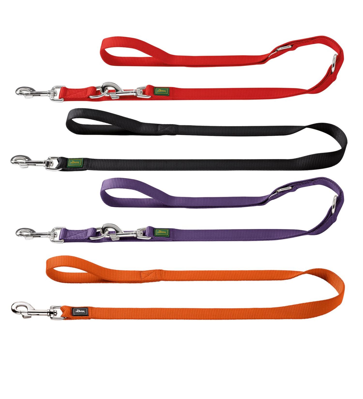 HUNTER Adjustable leash made of soft non-slip nylon classic 2.0 x 200 cm black black 20/200