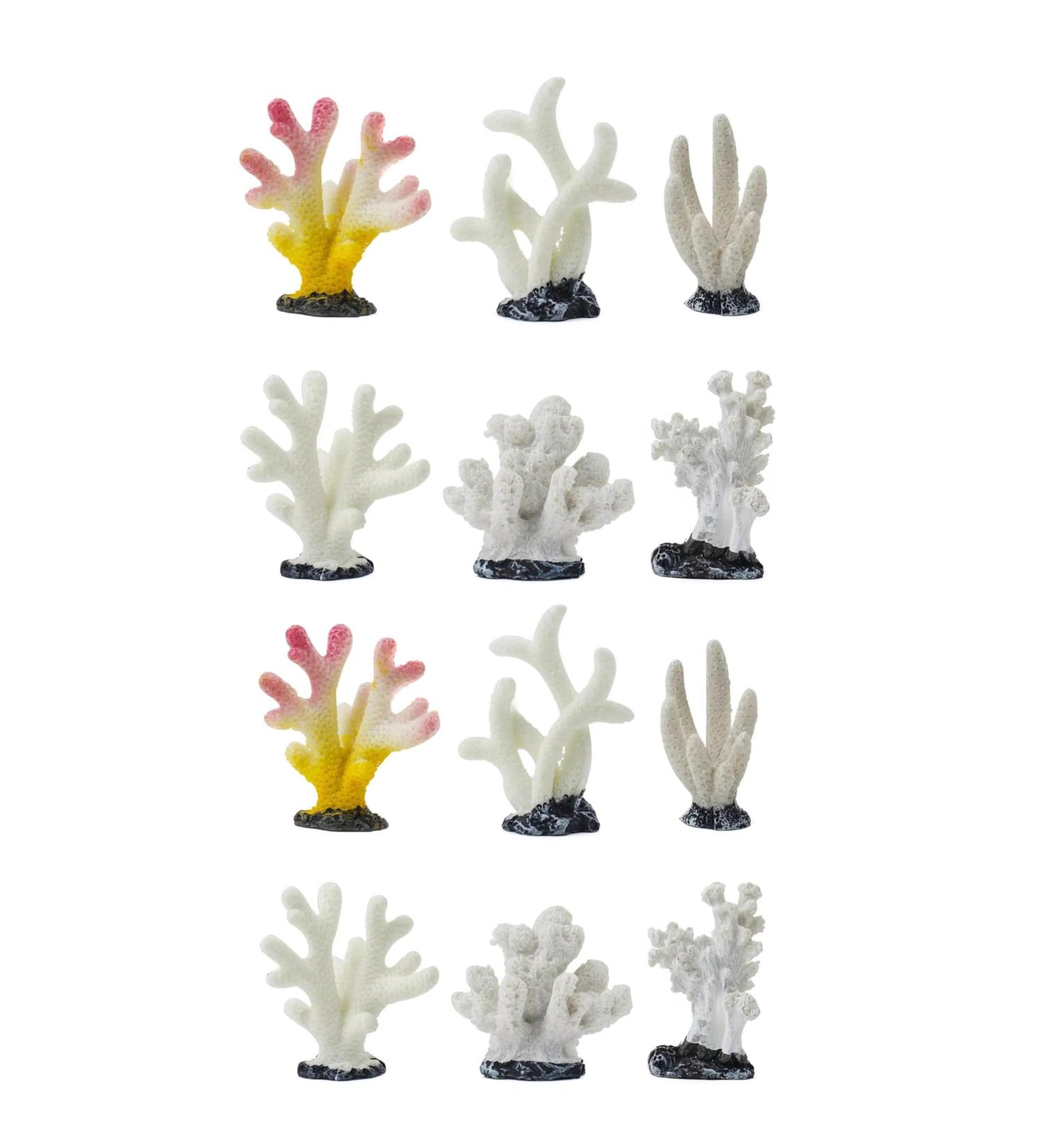 Ctpeng 12 Pieces Small Artificial Coral Decoration - White Resin Coral Reef Decor for Aquariums - Ideal Aquatic Decor for International Shipping - Buy Online on SooperMarket.com