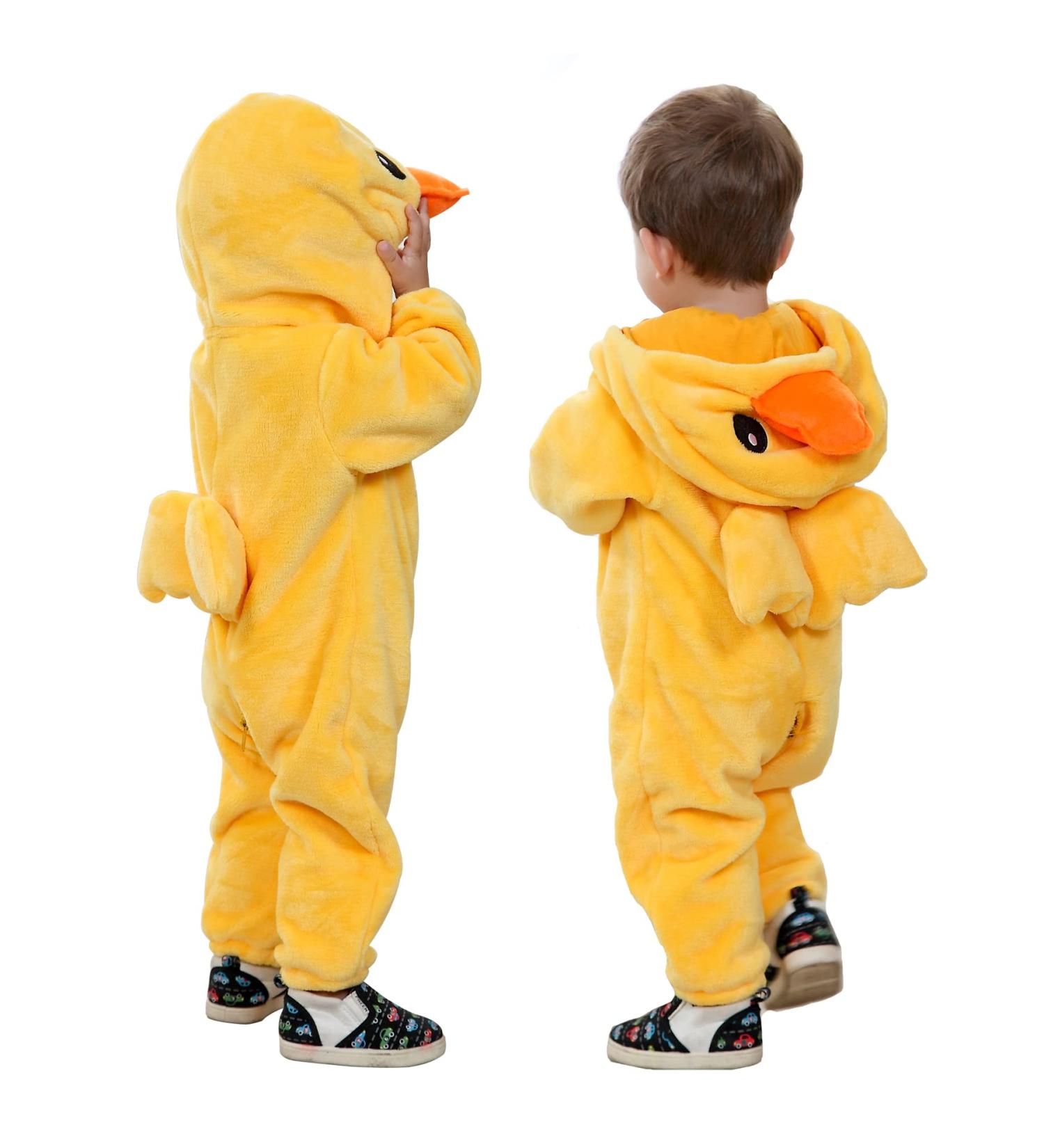 Doladola Unisex Baby Romper Jumpsuit | Hooded Cartoon Sleepsuit | Yellow Duck | 12-18 Months - Buy Online on SooperMarket.com