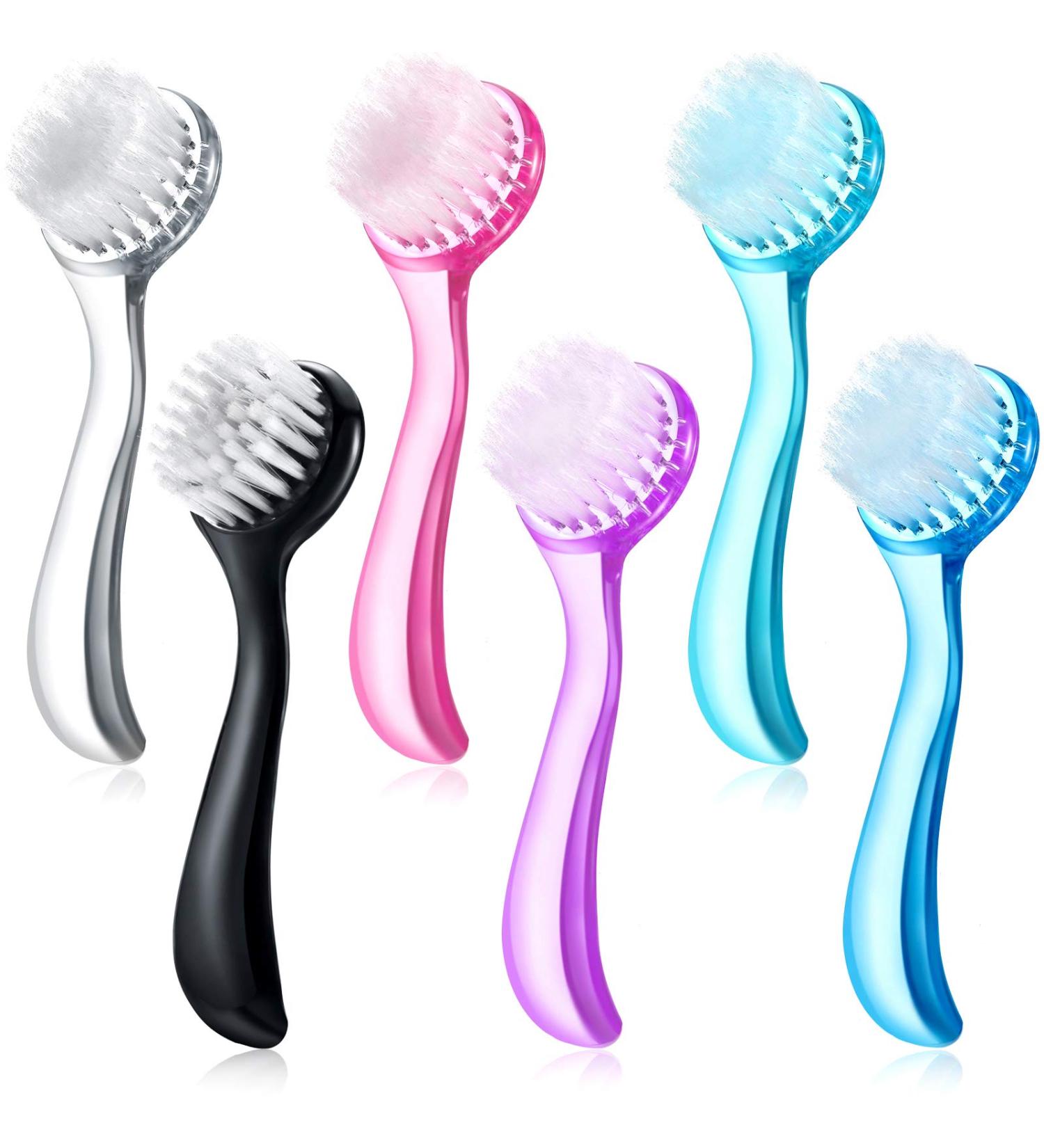 6-Piece Facial Cleansing Brush Set with Soft Bristles - Exfoliating Face Brush for Makeup and Skincare Removal - Buy Online on SooperMarket.com
