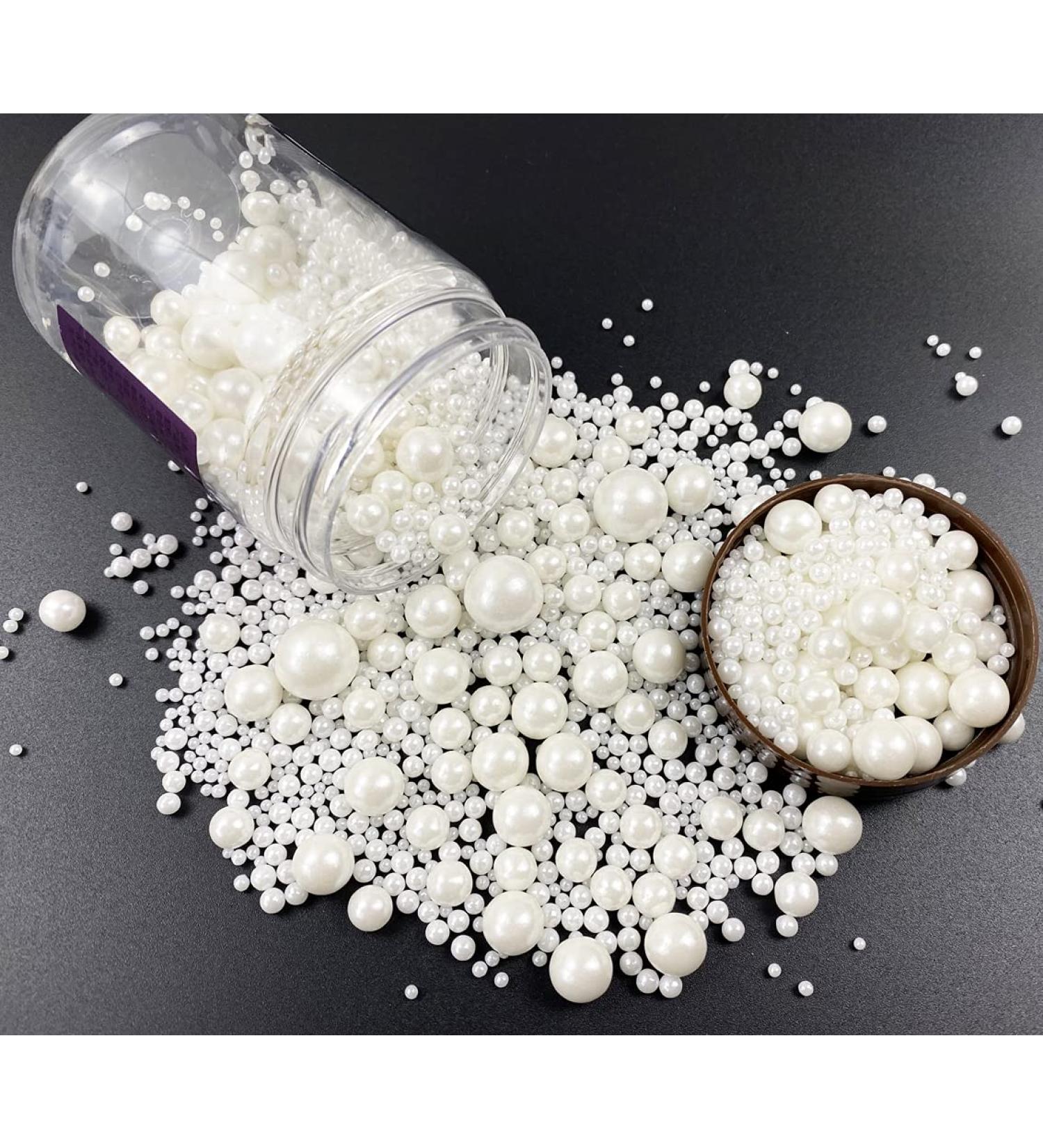Edible Pearl Sugar Sprinkles White Candy 120g/ 4.2oz Baking Edible Cake Decorations Cupcake Toppers Cookie Decorating Ice Cream Toppings Celebrations Shaker Jar Wedding Shower Party Chirstmas Supplies A white - Buy Online on SooperMarket.com