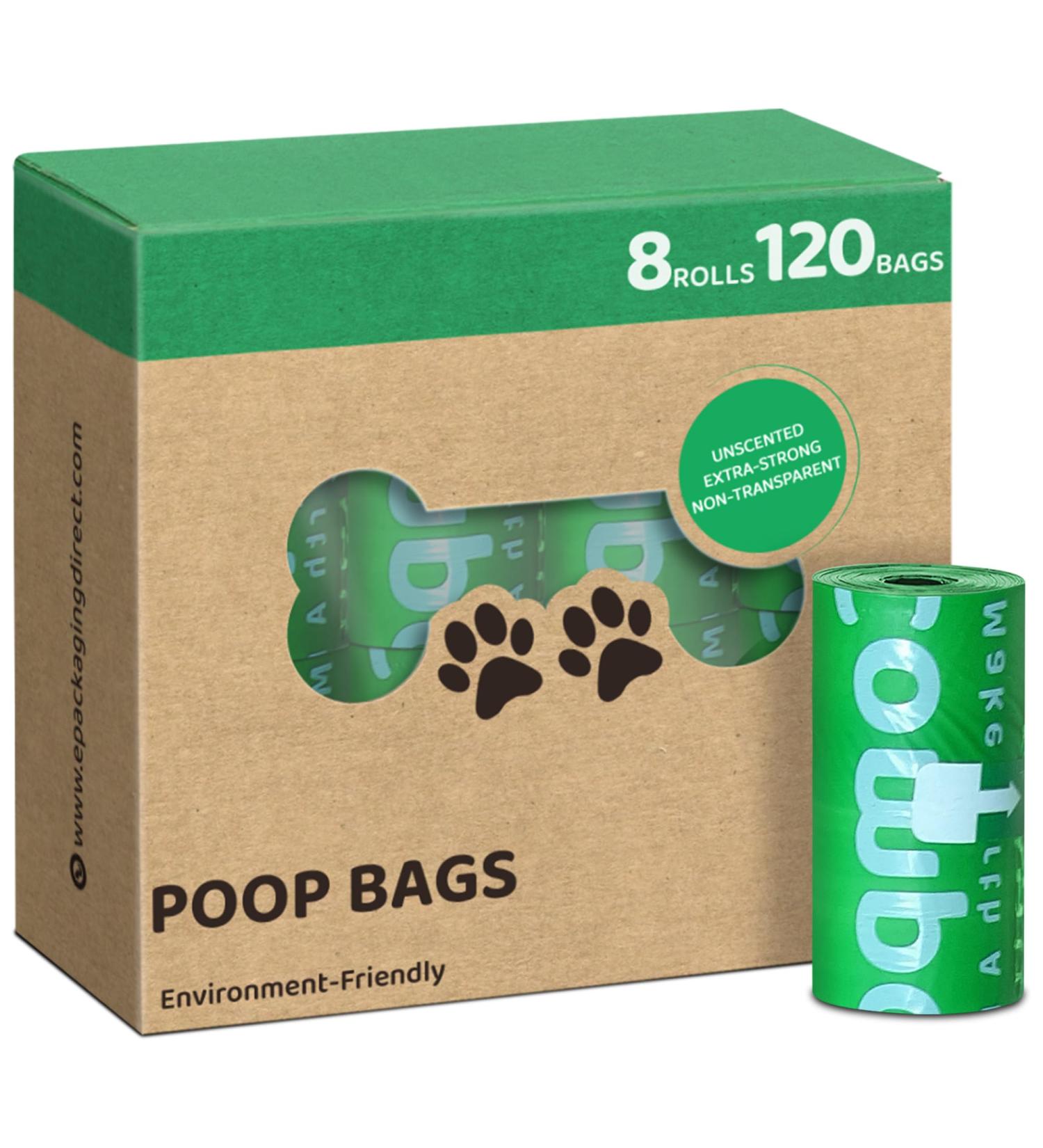 eCompostable Dog Poo Bags Biodegradable Poop Bags For Dogs Unscented Doggy Waste Bag 23x33cm Leak Proof Dog Cat litter Bags Green- Dog Poop Bags 8 Rolls - 120 Count - Buy Online on SooperMarket.com