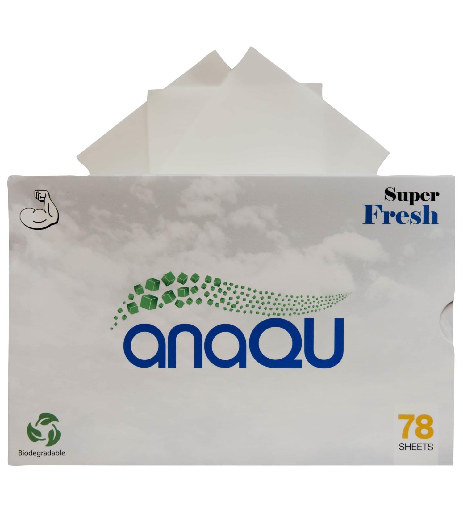 Anaqu Laundry Detergent Sheets | Natural Hypoallergenic & Travel-Friendly | Super Fresh Scent - 78 Sheets - Buy Online on SooperMarket.com
