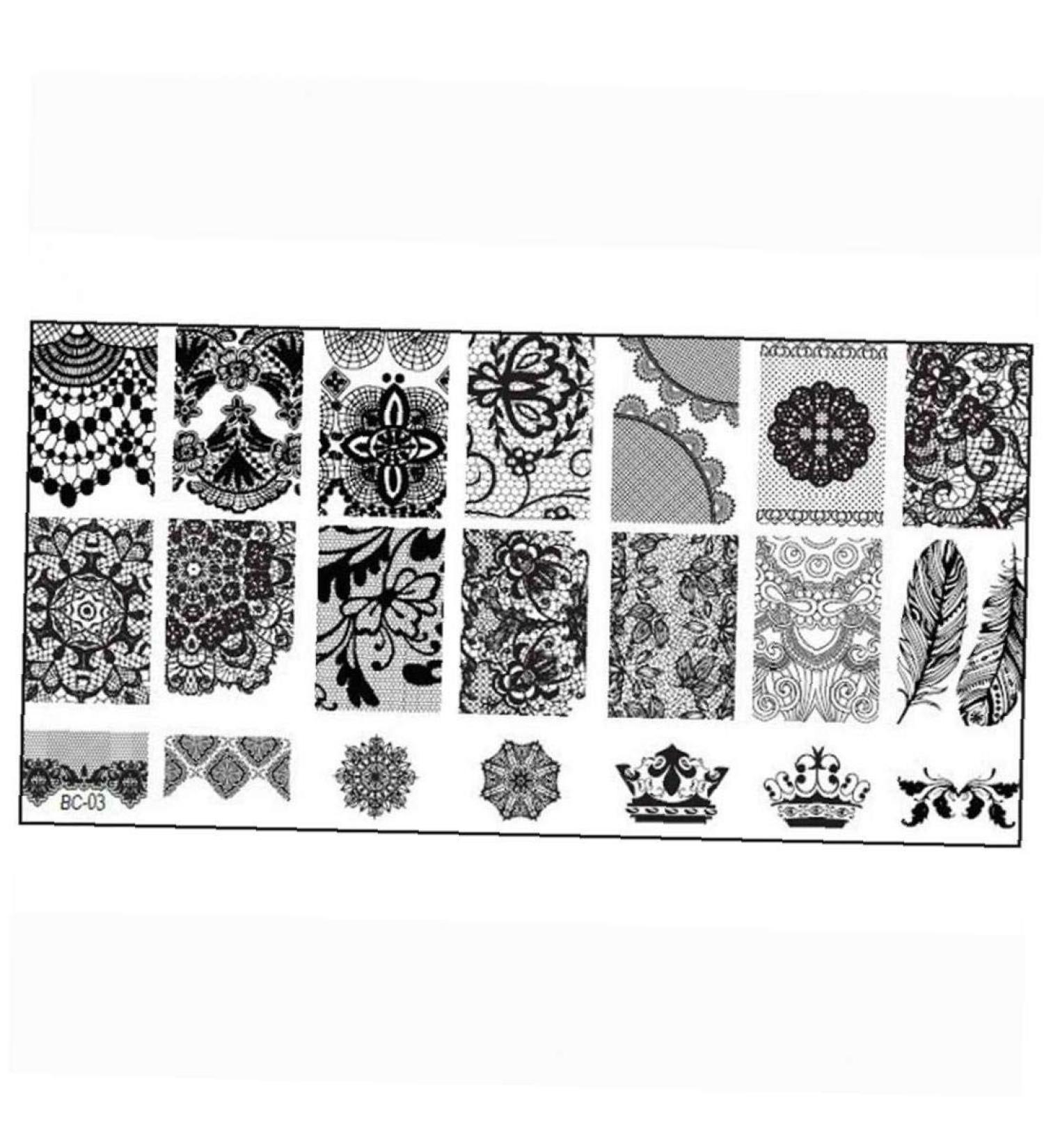 Nail Stamping Plates - Lace Flowers & Geometric Designs | DIY Nail Art Templates & Stencils for Perfect Manicure - Buy Online on SooperMarket.com