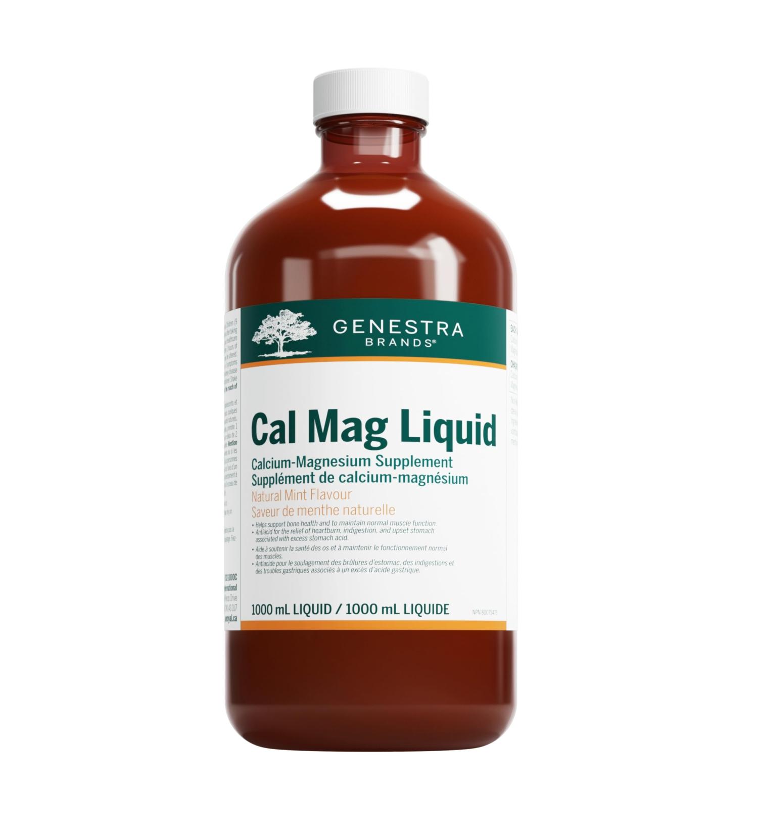 Genestra Brands - Cal Mag Liquid - Calcium-Magnesium Supplement - 1000 ml Liquid - Natural Mint Flavour - Buy Online on SooperMarket.com
