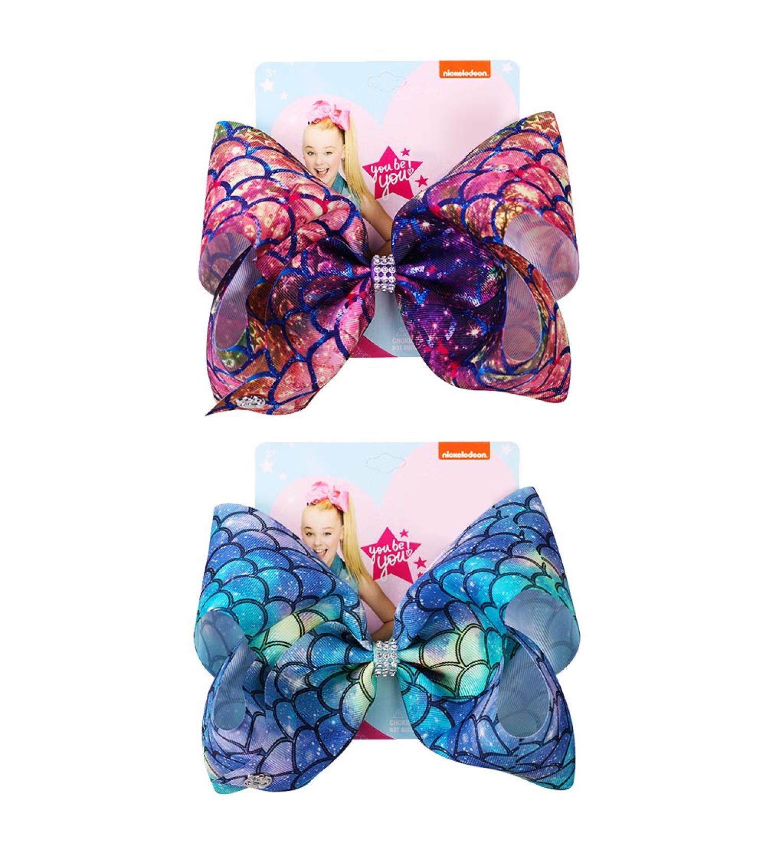 2 Pack Siwa Style Hair Bows for Girls - 8 Inch Large Ribbon Hair Barrettes Set | Mermaid Bows Accessories | Best Xmas Gift - Buy Online on SooperMarket.com