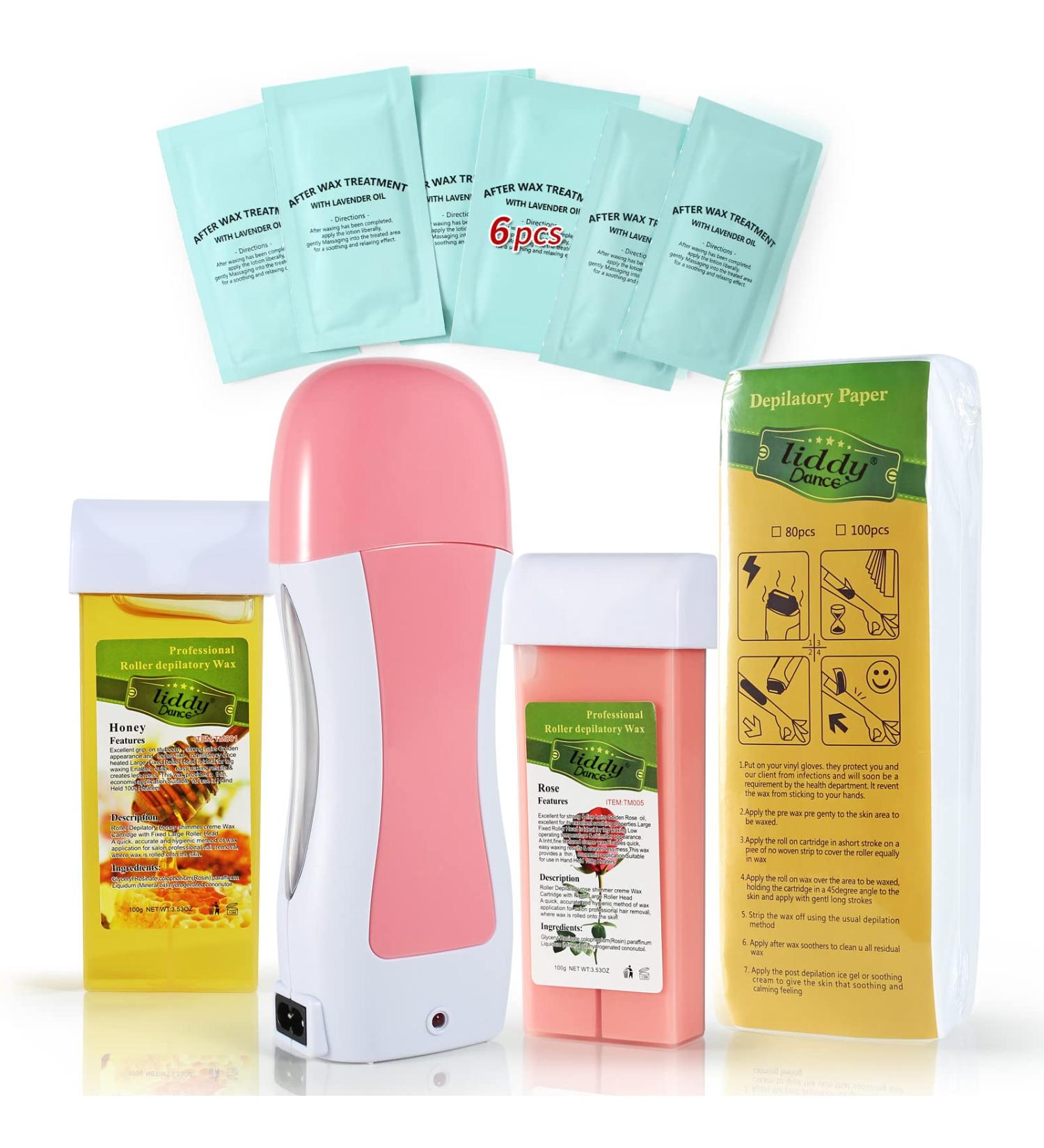 Rose & Honey Roll On Wax Kit for Sensitive Skin - Hair Removal Waxing Kit for Women and Men - At Home Roller Waxing Kit for Larger Body Areas - Buy Online on SooperMarket.com