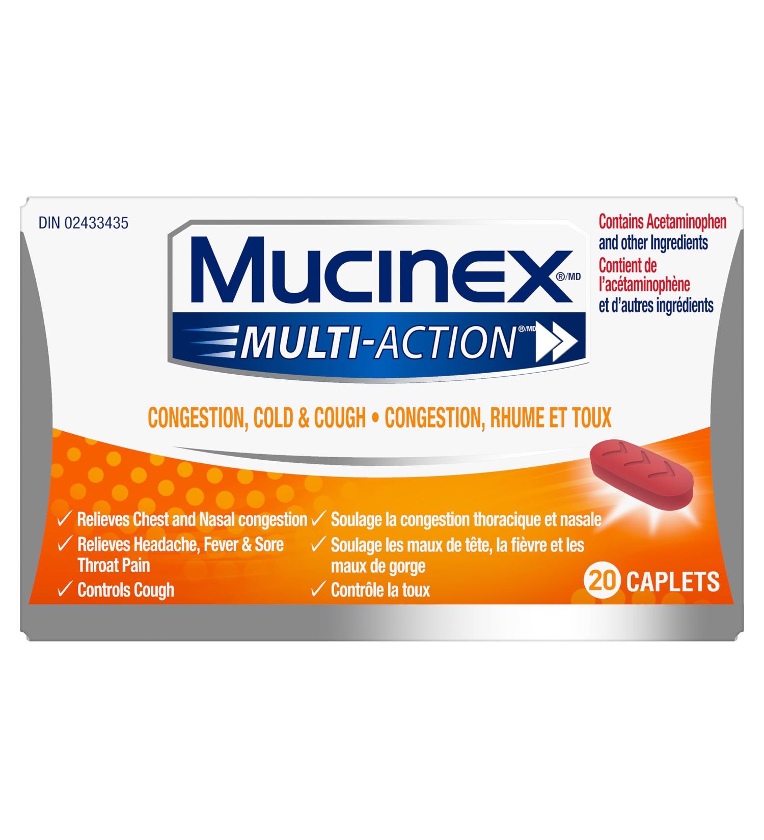 Mucinex Multi-Action Congestion Cold & Cough Caplets 20 count - Buy Online on SooperMarket.com