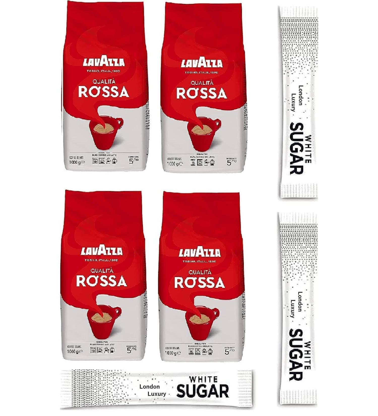 Lavazza Qualita Rossa Arabica and Robusta Medium Roast Coffee Beans 4 x1 kg FREE SUGAR SACHETS  - Buy Online on SooperMarket.com