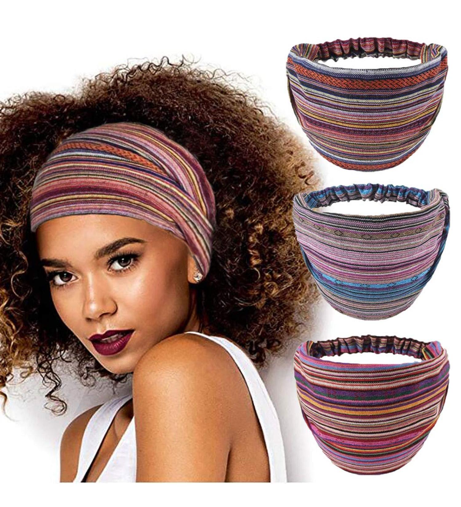CAKURE Boho Wide Headbands African Head Wraps for Women and Girls - Pack of 3 (Set1) - Buy Online on SooperMarket.com