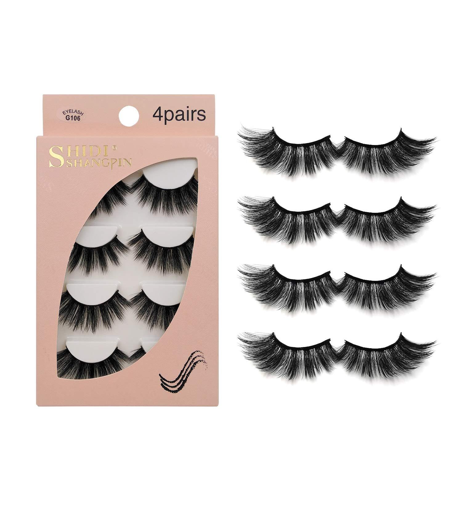 Buy 4 Pairs of 3D False Eyelashes - Reusable Natural Eyelashes Set (G106) | International Shipping - Buy Online on SooperMarket.com