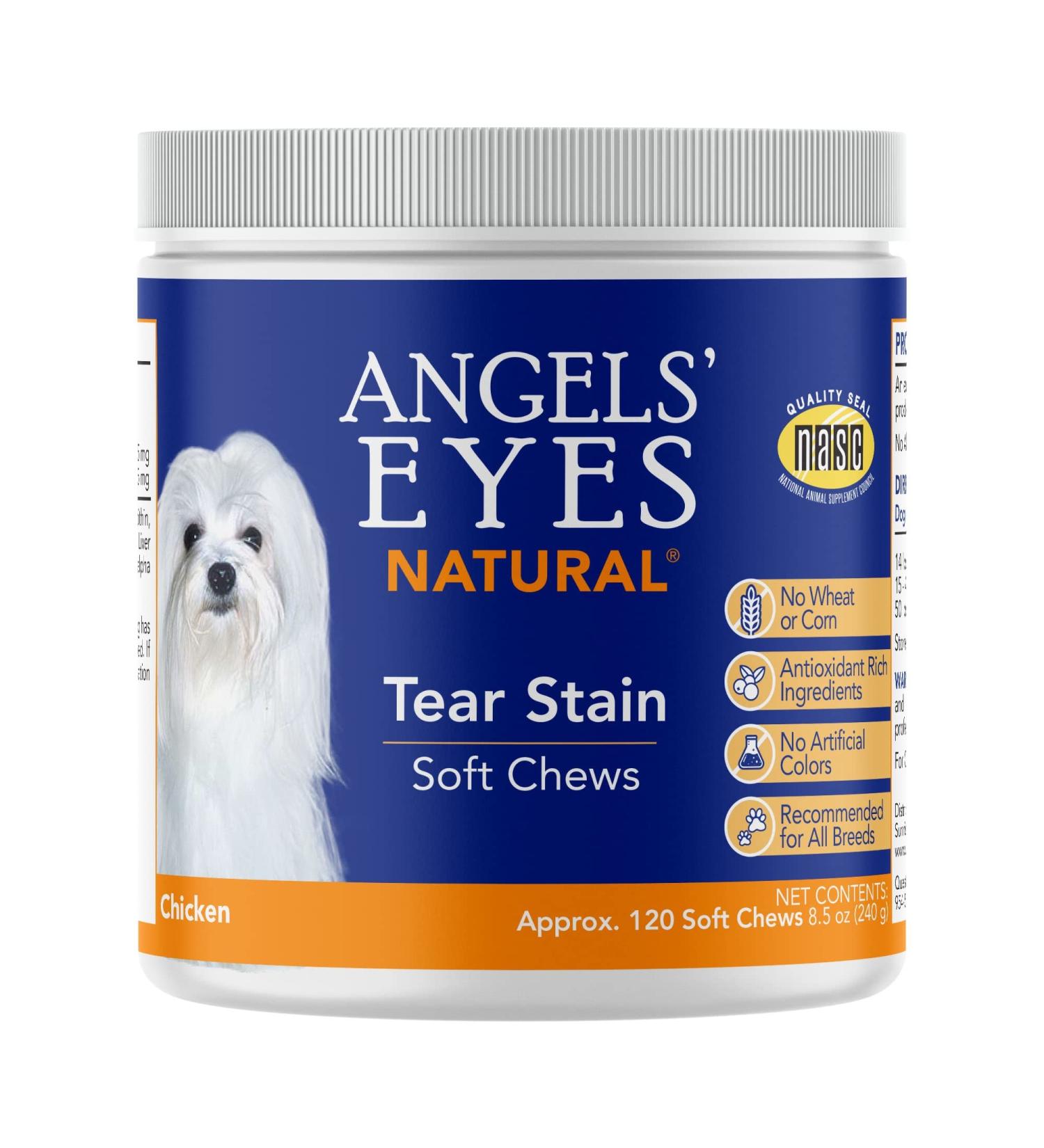Angel's Eyes NATURAL Tear Stain Prevention Soft Chews for Dogs - 120 Ct - Chicken Formula (AENSC120D) 120 Count (Pack of 1) - Buy Online on SooperMarket.com