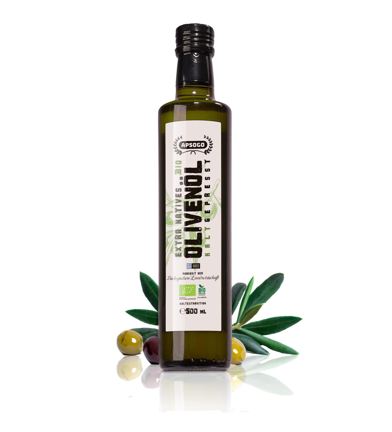 Buy Organic Apsogo Extra Virgin Olive Oil - Premium Cold Pressed from Crete Greece | 500ml Mild & Fruity Quality Oil - Buy Online on SooperMarket.com