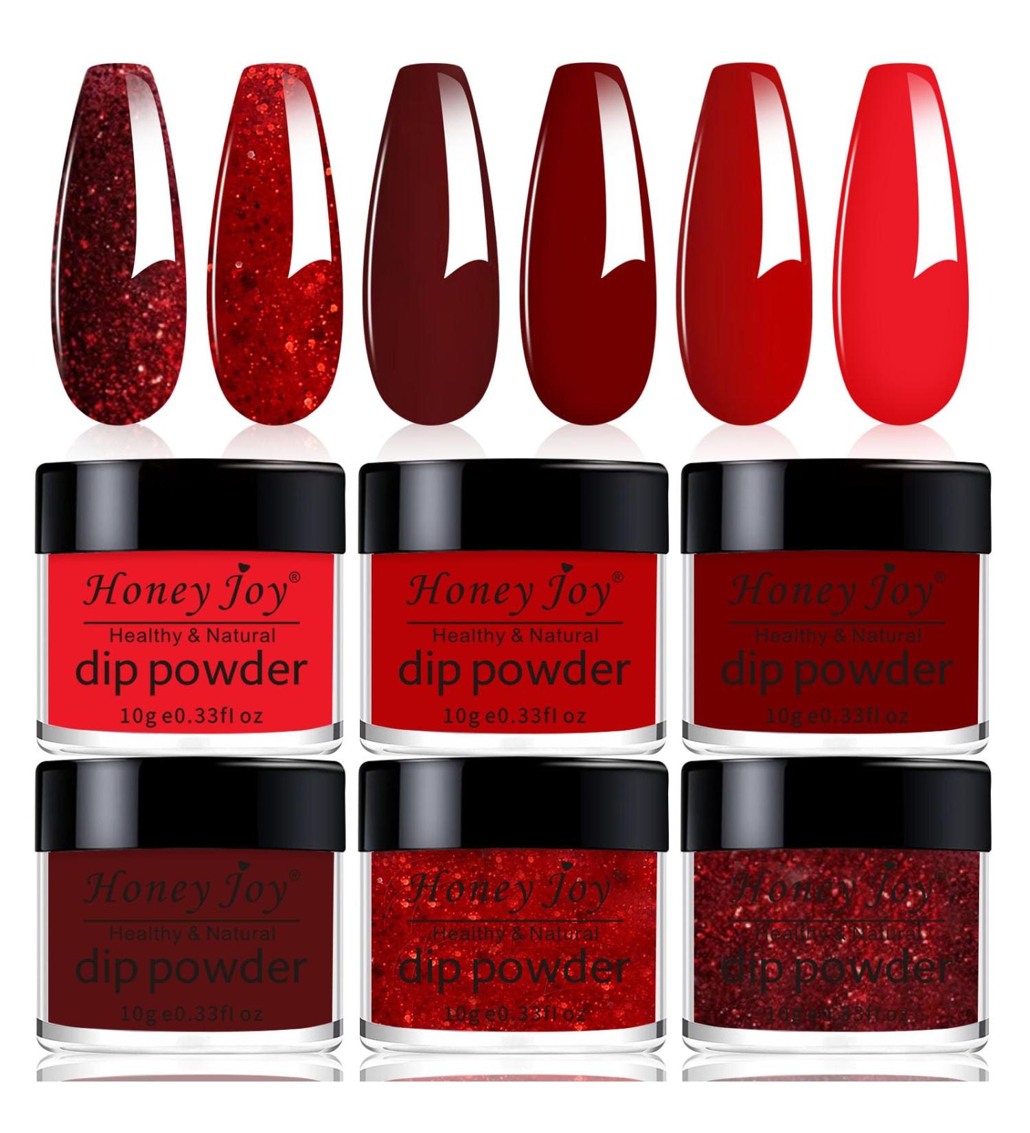 Dip Powder Set Honey Joy - 6 Color Glitter Dipping Powder Collection for Classic Red Manicure - Nail Art DIY Salon Kit, No Need for Nail Lamp - Great Gifts for Women - Buy Online on SooperMarket.com