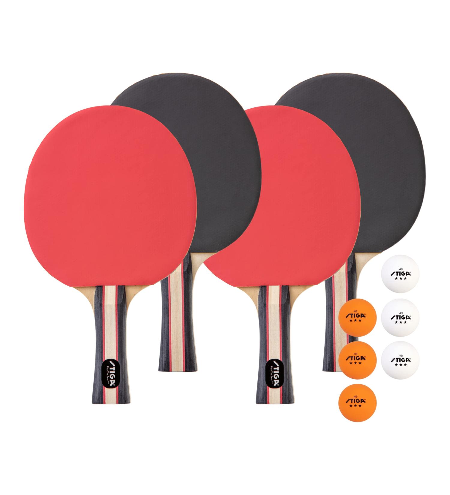 STIGA Performance 4 Player Ping Pong Paddle Set with 6 3 Star Orange and White Balls - Buy Online on SooperMarket.com