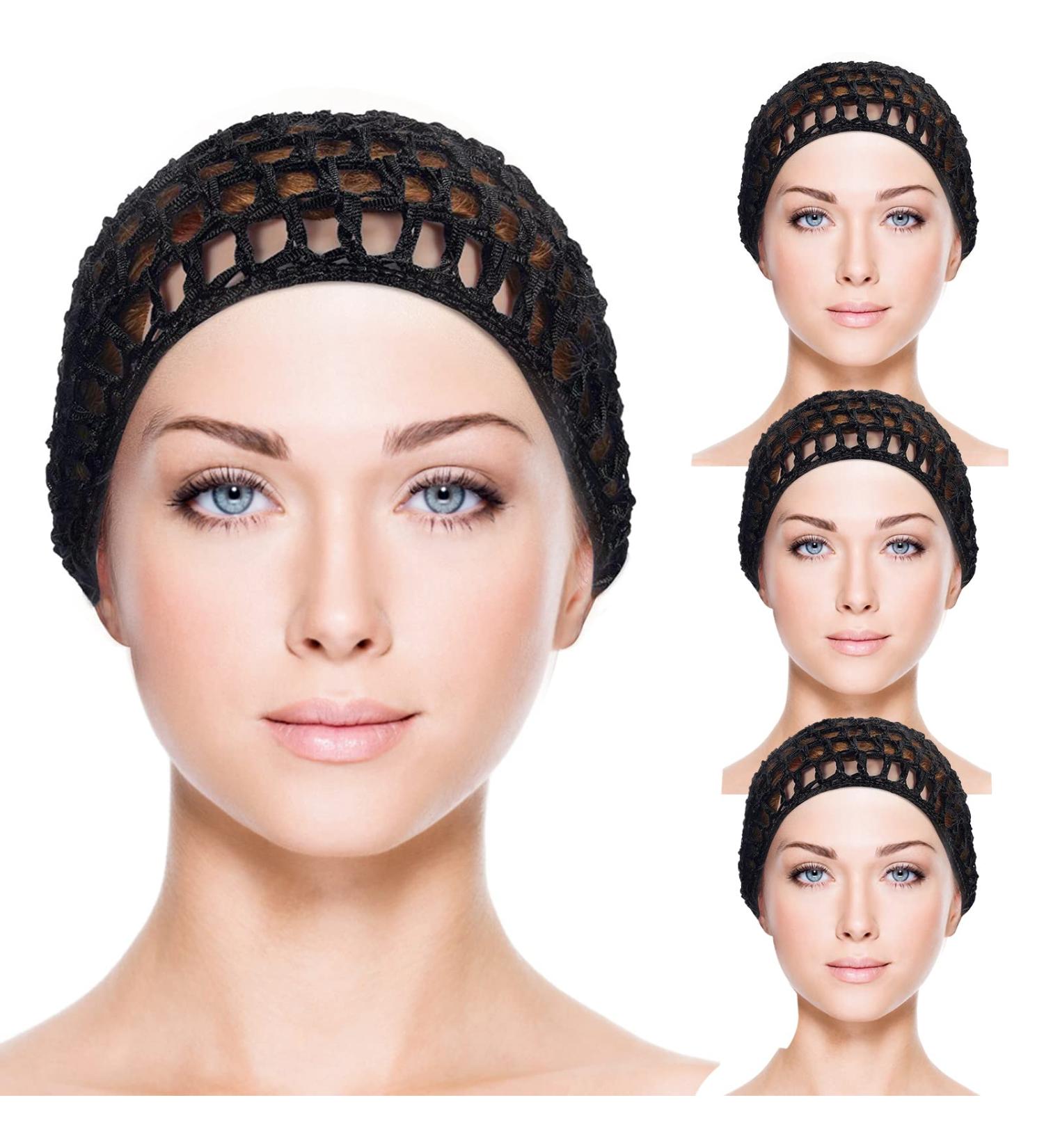 4Pcs Crochet Hair Nets for Sleeping - Soft Rayon Knit Snood Hat Mesh Hair Net - Hair Accessories 5.6in*5.6in - Buy Online on SooperMarket.com
