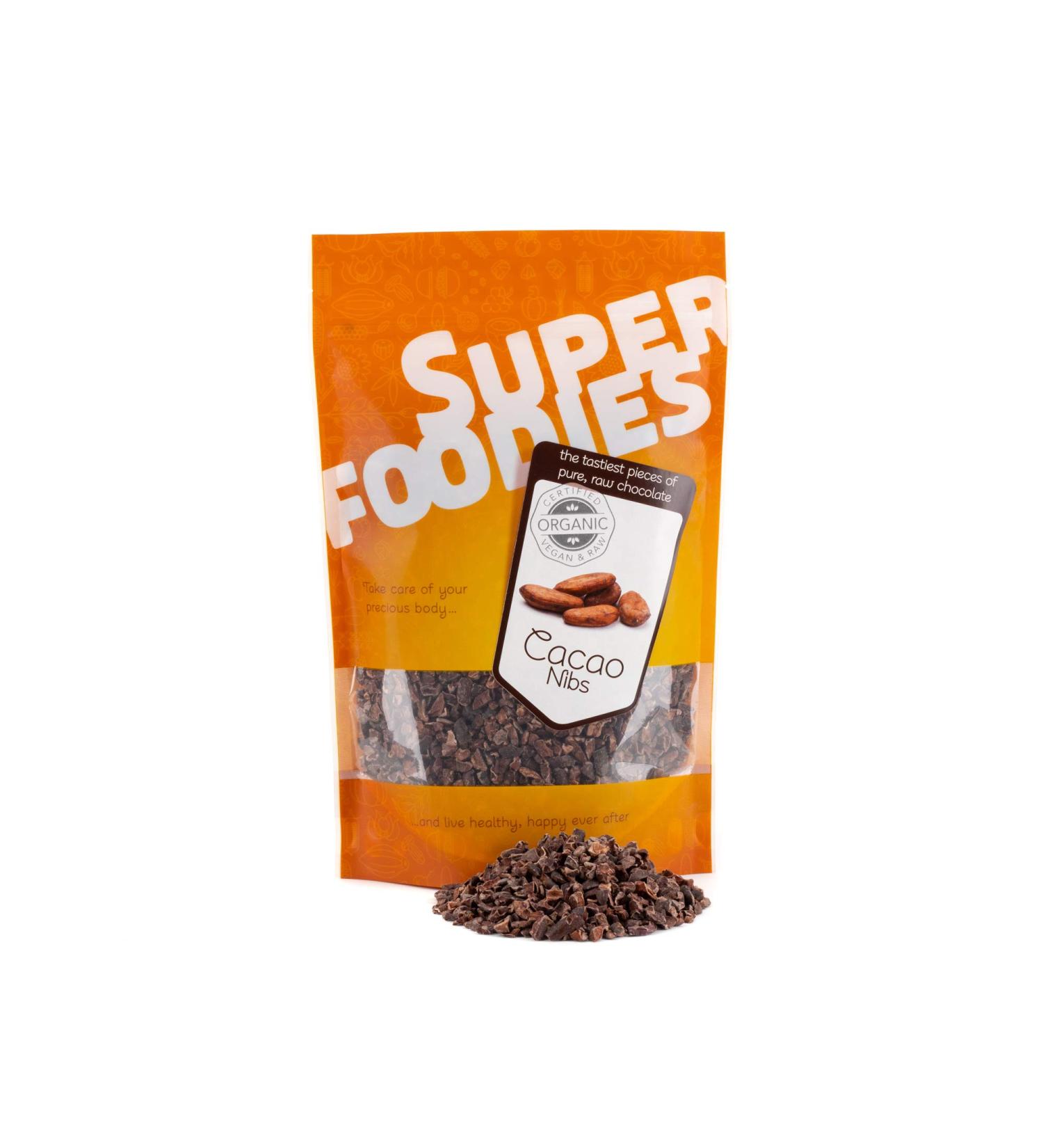 Organic Raw Cocoa Nibs 250g - Premium Criollo Beans from Peru - Non-GMO | Superfoodies - Buy Online on SooperMarket.com
