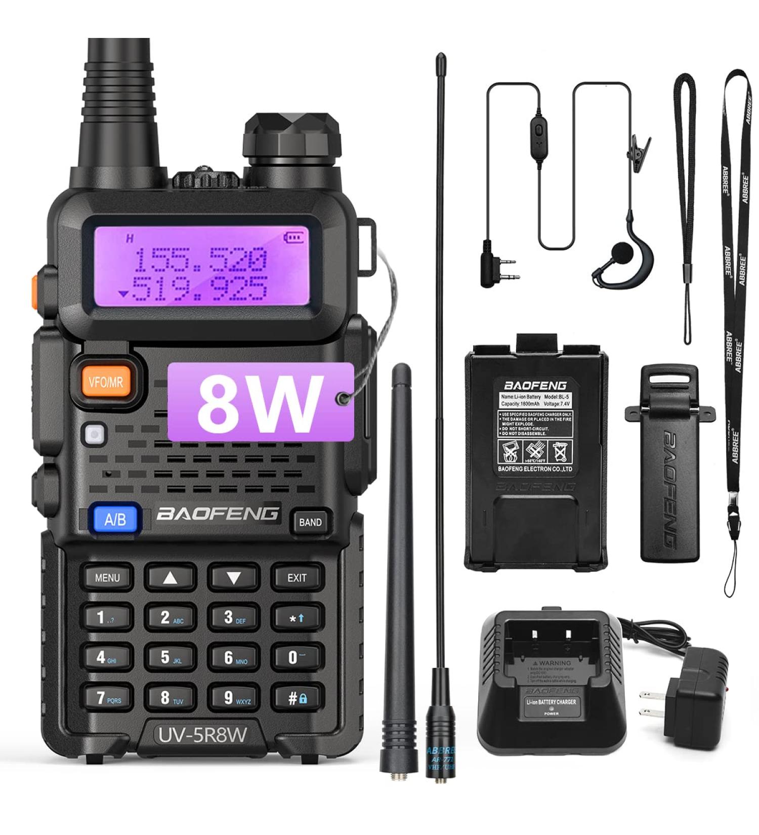 BaoFeng UV-5R 8W High Power Dual Band Two Way Radio Black-1Pack - Buy Online on SooperMarket.com