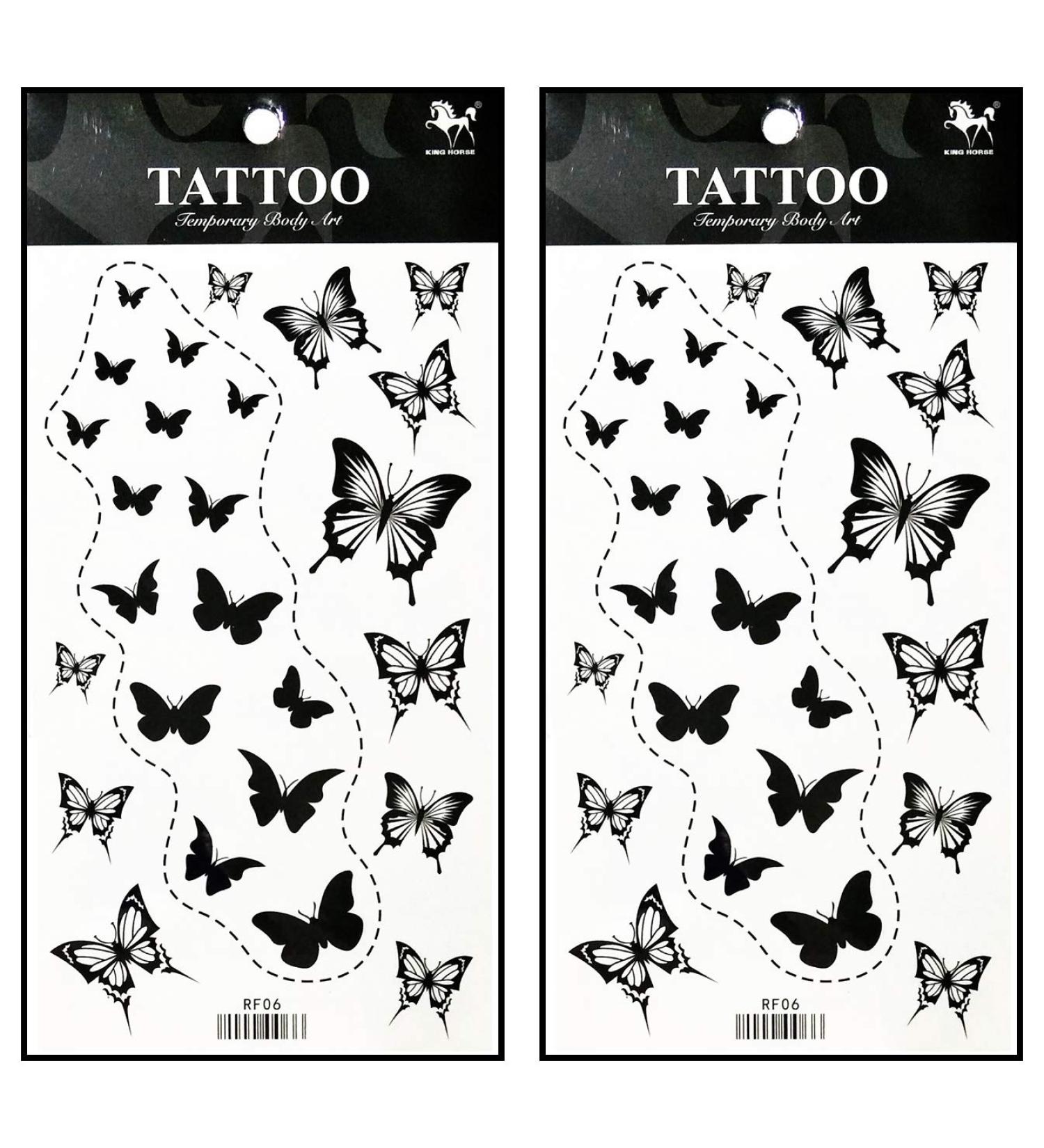 Tattoos 2 Sheets Temporary Tattoo 3D Black Butterfly Dashed Lines for Women Men Lower Back Shoulder Neck Arm Tattoo Sticker Party Fashion 13. - Buy Online on SooperMarket.com