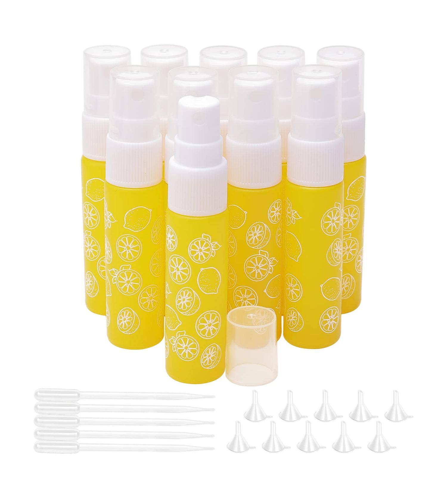 PXYELEC 10ml Refillable Yellow Glass Spray Bottles - 10 Pack with Funnels & Droppers for Perfume Essential Oils and Lotions - Buy Online on SooperMarket.com