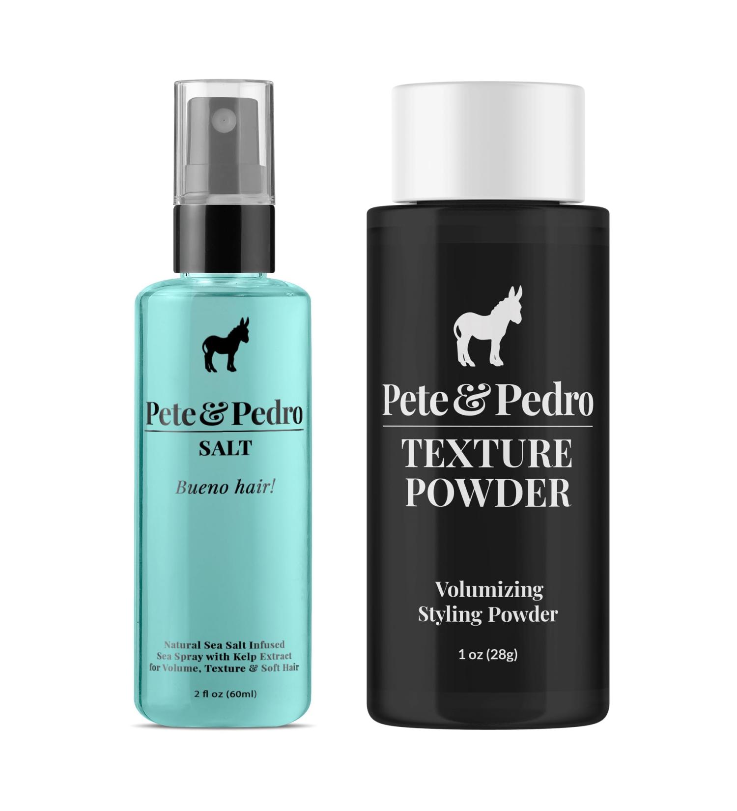 Pete & Pedro Natural Sea Salt Spray 2 oz. & Texture Powder 1 oz. Combo - Adds Instant Volume Texture & Thickness to Hair | Medium Hold Matte Finish Restyle at Will & Enhances Curls & Waves - Buy Online on SooperMarket.com