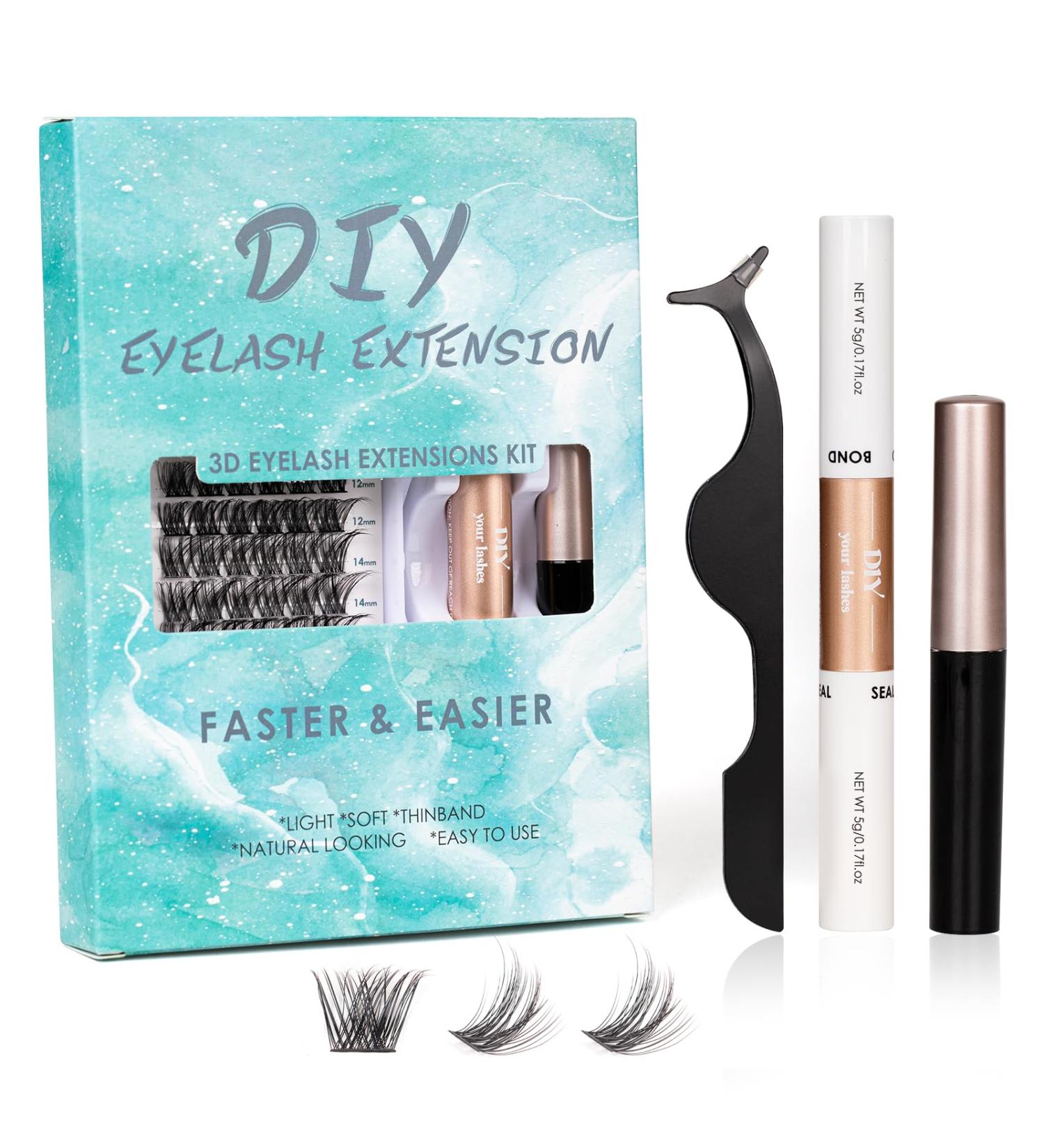 SISILILY Lash Extension Kit - 72 Individual Lashes with Bond & Seal | C D Curl DIY Reusable Fluffy Eyelash Clusters - Buy Online on SooperMarket.com