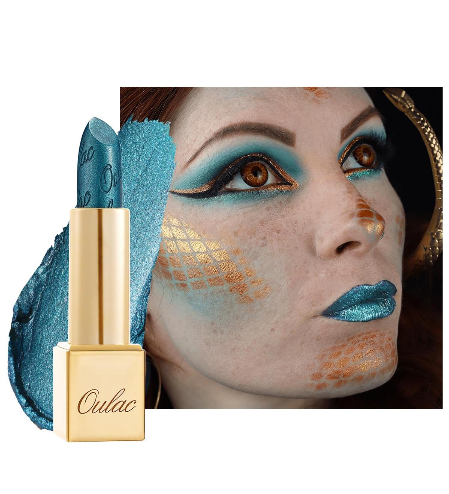 Oulac Turquoise Metallic Green Lipstick - Long-Lasting Vegan Gloss Finish 3D Color & Moist Formula - 4.3g - Buy Online on SooperMarket.com