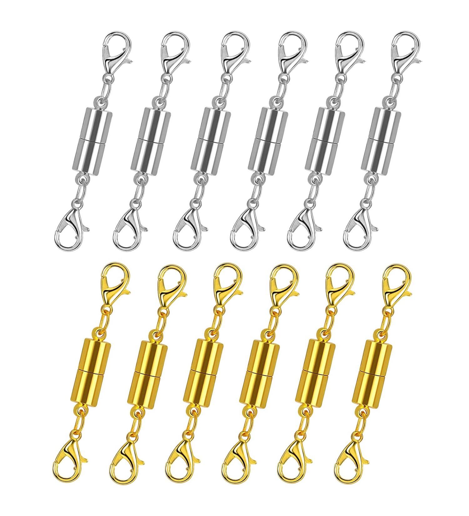 Pack of 12 Gold and Silver Magnetic Lobster Clasps for Jewelry - Strong Magnet Accessory for Necklaces and Bracelets - DIY Friendly - Buy Online on SooperMarket.com