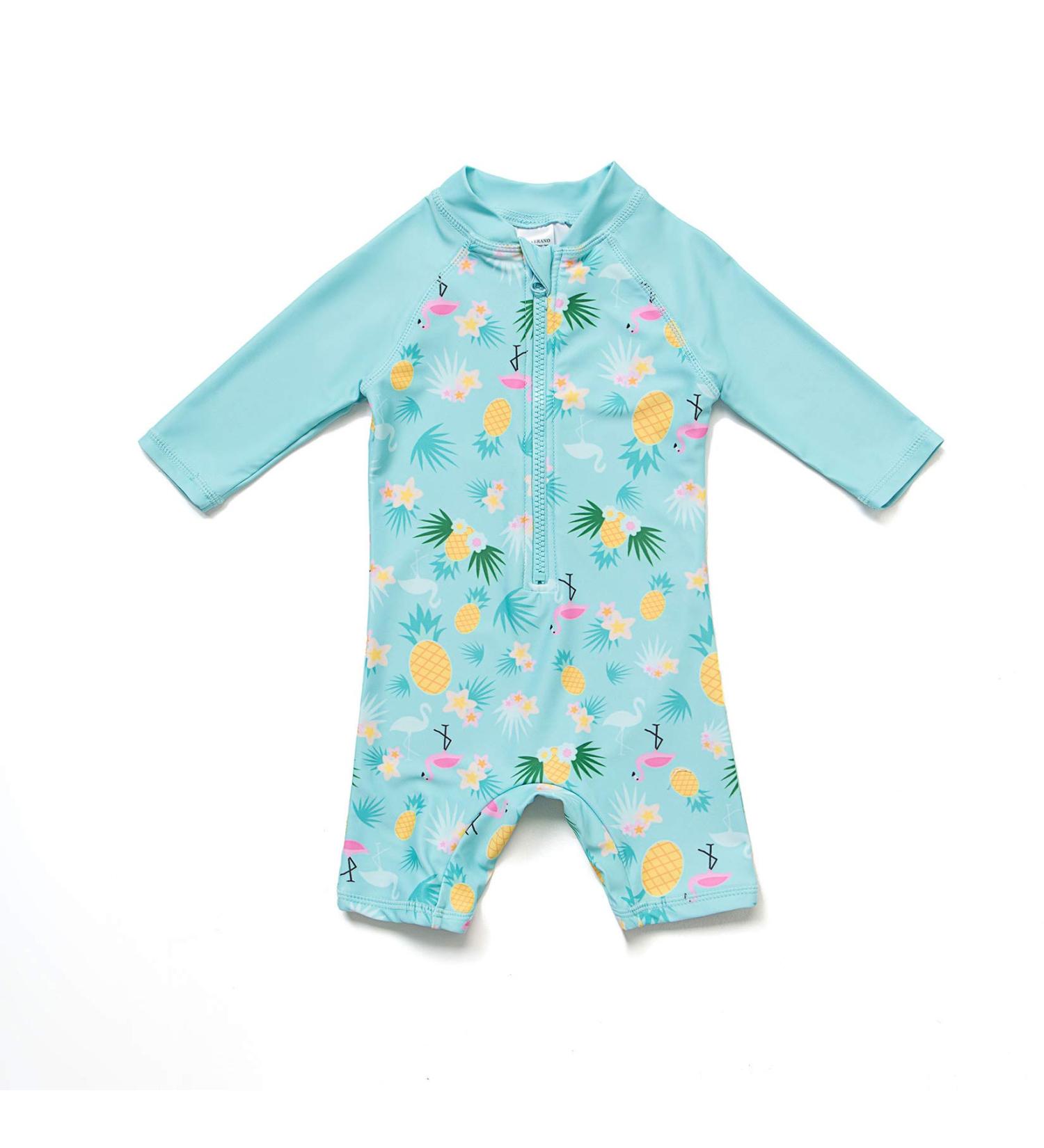 Bonverano Baby Girls Long-Sleeve Swimsuit | UPF 50+ Sun Protection | Pineapple | 2-3 Years - Buy Online on SooperMarket.com