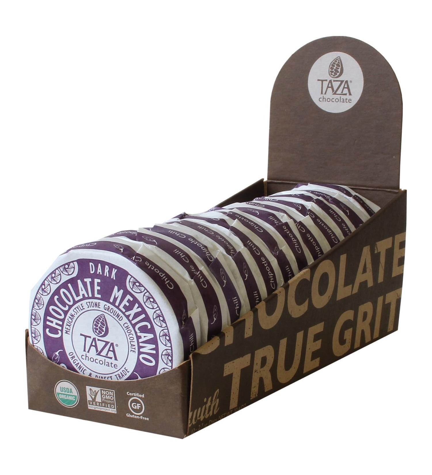 Taza Chocolate Organic 50% Dark Chocolate Discs with Chipotle Chili - Vegan (12 Count, 2.7 oz each) - Buy Online on SooperMarket.com