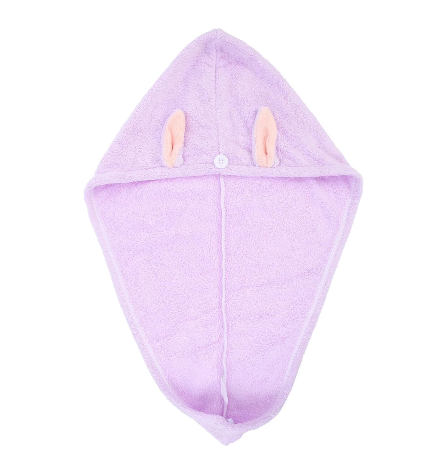 MAGICLULU Hair Protection 4pcs Bunny Ears Dry Hair Hat Hair Ring Quick Dry Coral Fleece Hair Health Violet - Buy Online on SooperMarket.com