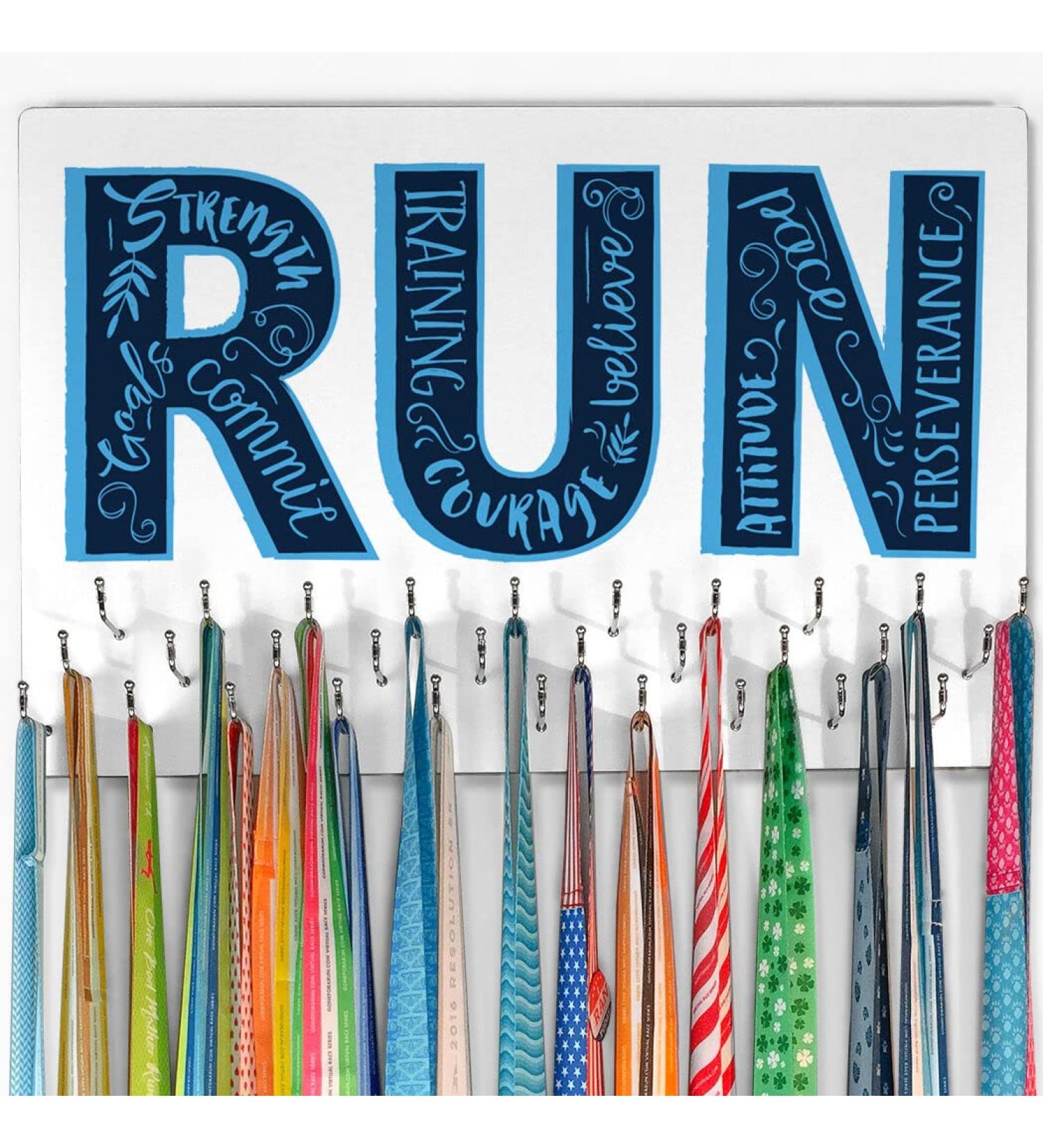 Gone For a Run Hooked On Medals (Large) - White | Inspirational Runner Medal Hanger - Buy Online on SooperMarket.com