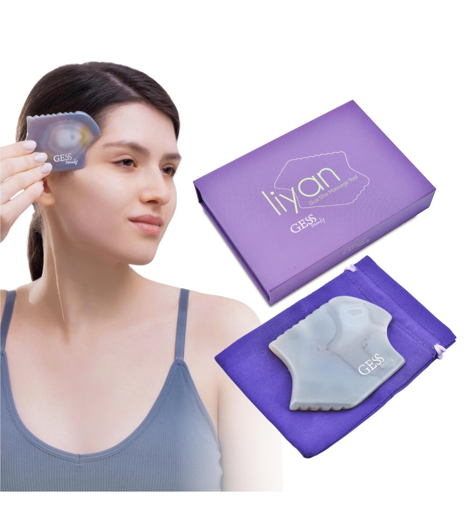 GESS Gua Sha Natural Stone Agate Unique Shape Face Stone for Face Yoga Guasha Stone Double Chin Remover Face Massager Against Wrinkles Lymphatic Drainage Face Face Sculptor - Buy Online on SooperMarket.com