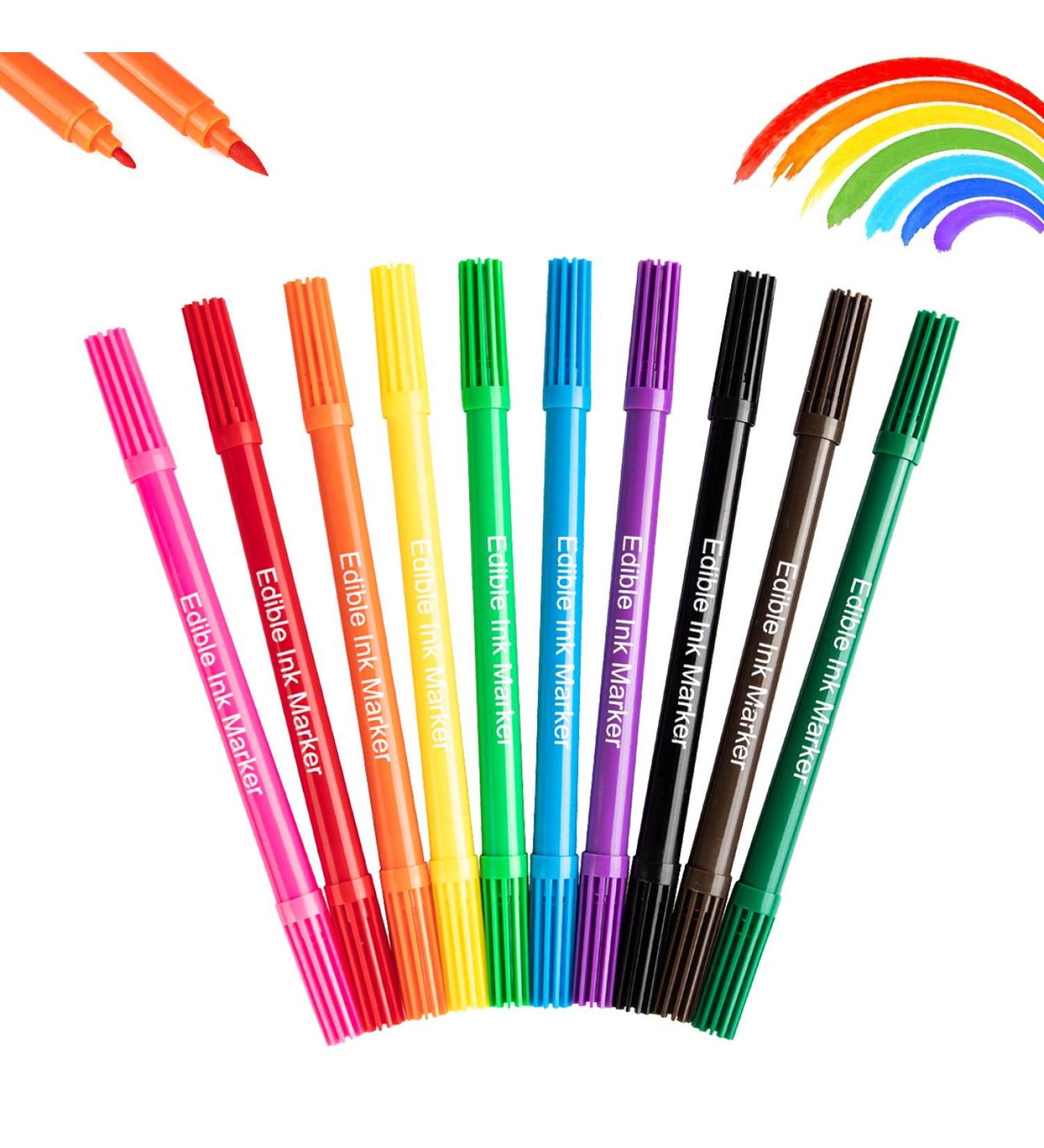 Food Coloring Pens Edible Markers 10Pcs Fine and Thick Tip Food Grade Gourmet Writers for DIY Fondant Cakes Cookies Frosting Easter Eggs Baking Decorating Painting Drawing Writing 10 Colors1 - Buy Online on SooperMarket.com