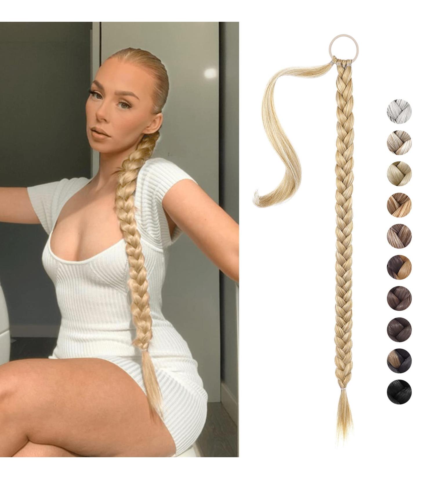 REECHO DIY Braid Ponytail Extension - Long Straight Synthetic Hairpieces - Medium Golden Blonde 34 Inch - 180g - Buy Online on SooperMarket.com