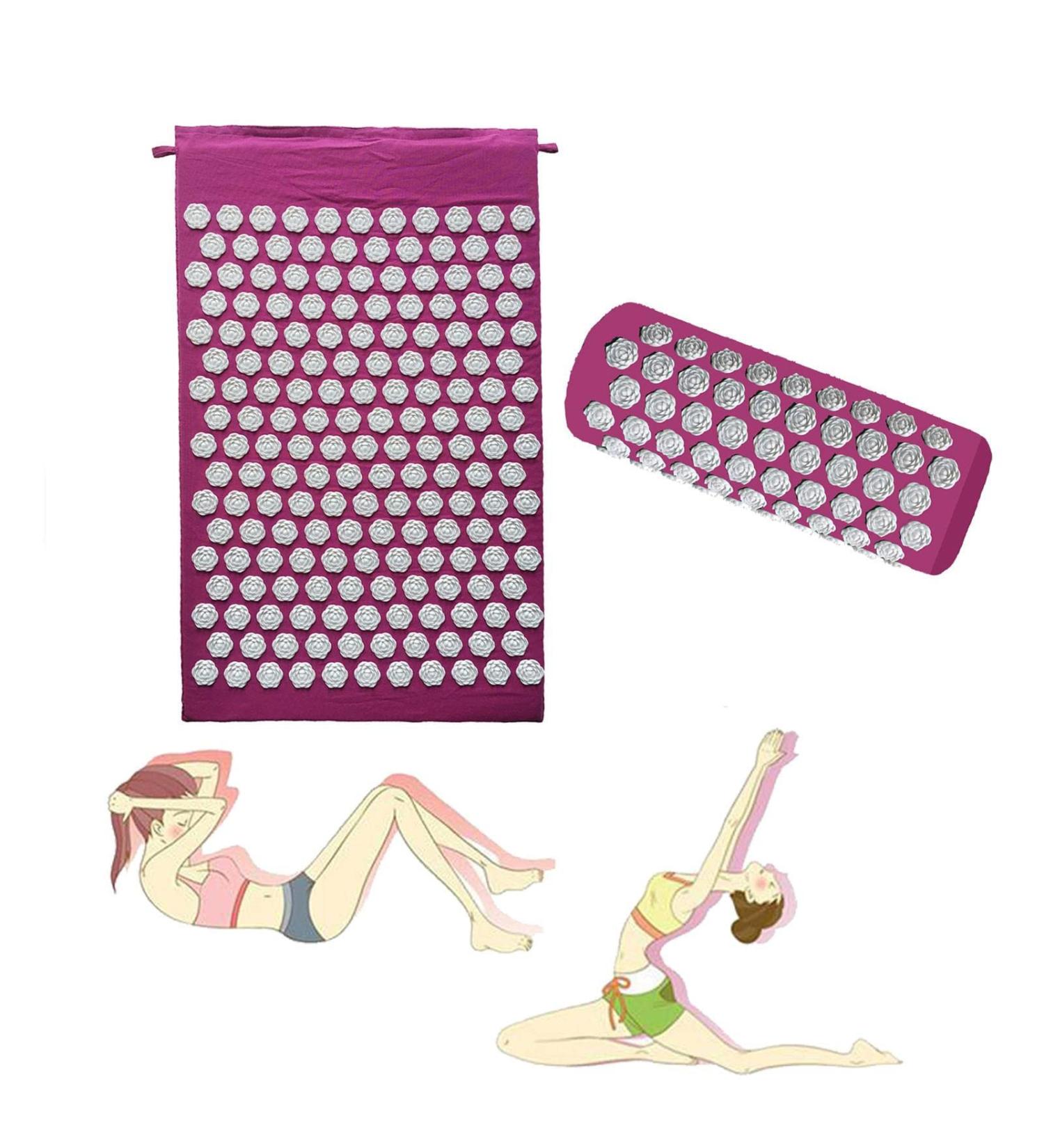Accupuncher Mat | Portable Pressure Point Mat with Strike | Accupressure Mat and Pillow Set Promotes Relaxation & Strike for Optimal Health and Wellness Purple Two Piece Suit - Buy Online on SooperMarket.com