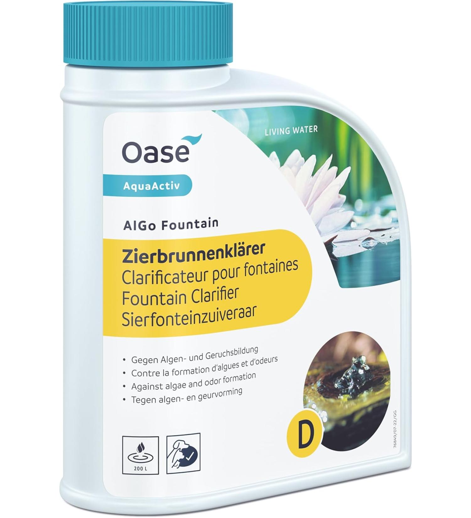 OASE 51278 Aquaactiv Algo Fountain Zierbrunnenw lger 500 ml - effective ornamental fountain cleaner for decorative pools / ideal as quick help against algae and lime in decorative wells ornamental fountain