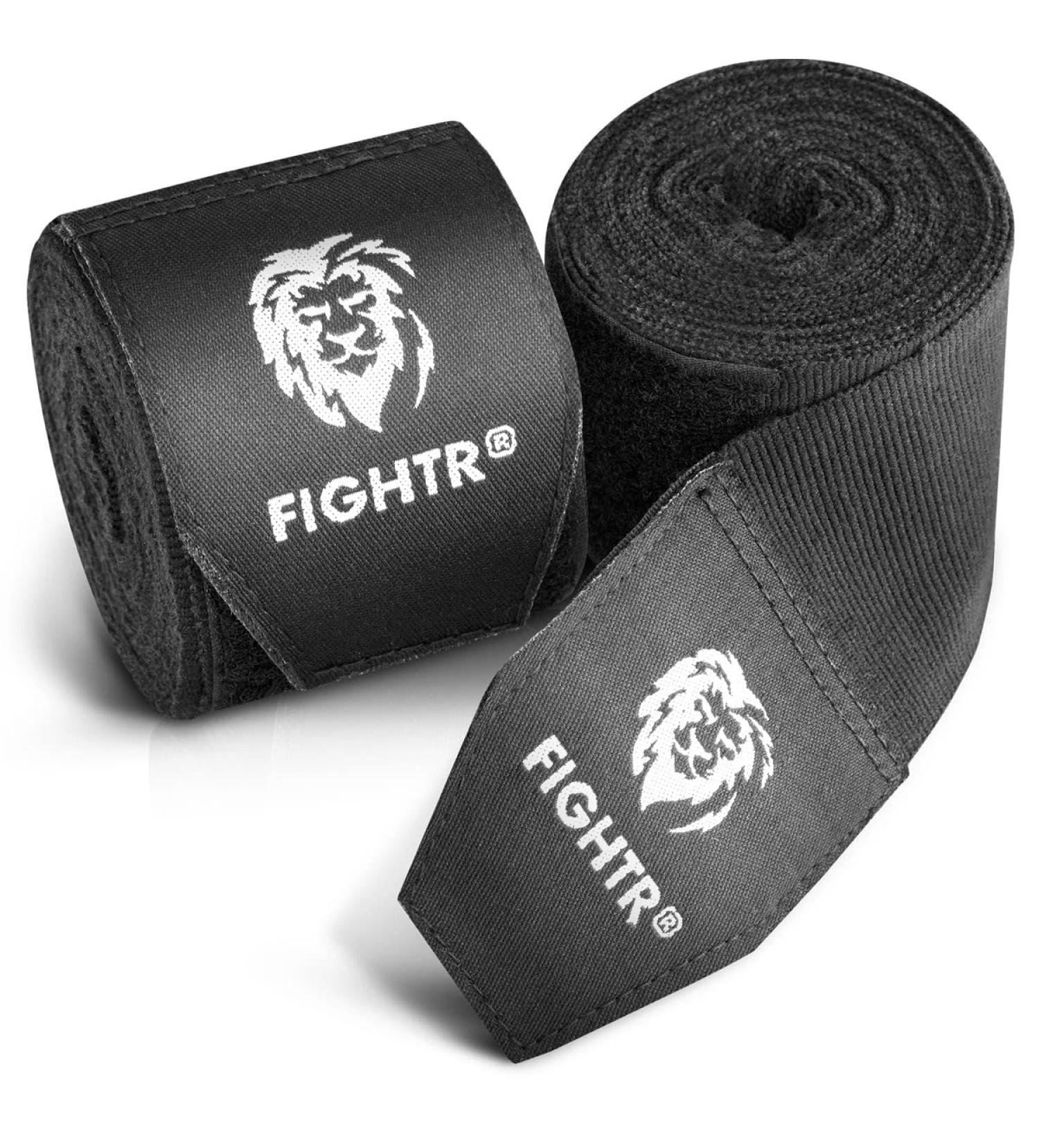 FIGHTR Premium 160 Semi Elastic Hand Wraps with Thumb Loop for Boxing, MMA, Muay Thai - Black (4m) Men & Women - Buy Online on SooperMarket.com