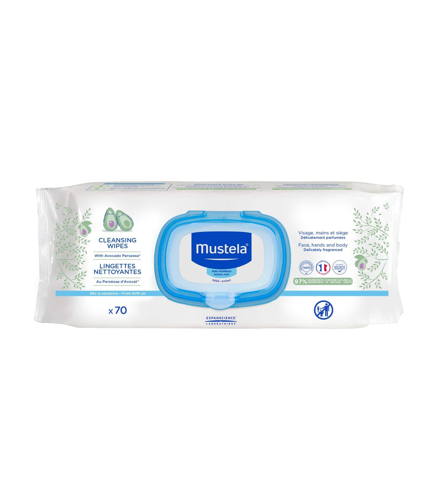 Mustela Baby Diaper Cleansing Wipes - 70 ct, Alcohol-Free, Hypoallergenic with Avocado & Aloe Vera - New Packaging - Buy Online on SooperMarket.com