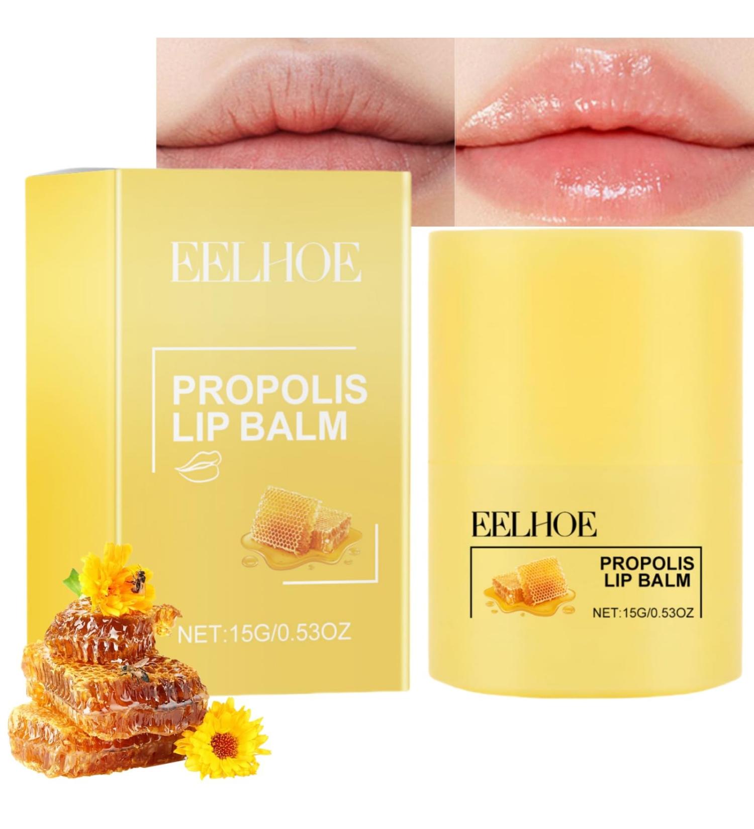 Propolis Lip Cerin Lip Balm Stick Honey Bee Lip Butter Hydrating Overnight Lip Balm & Mask Honey Bee Lip Balm Gentle Exfoliation 12 Hours Long-Lasting Moisture Lip Balm Repair Lip Balm for Dry Lips - Buy Online on SooperMarket.com
