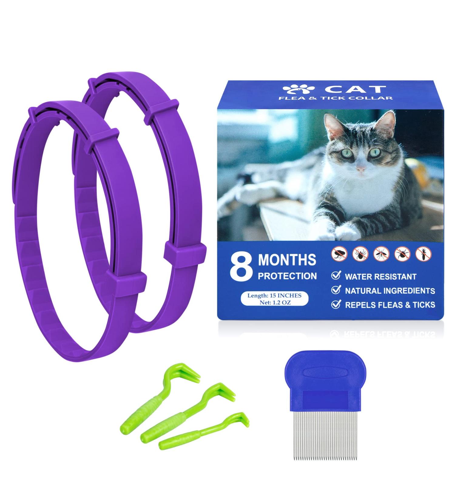 2 Pack Cat Flea Collar | 8 Months Protection | Repels Fleas & Ticks | Safe & Effective Prevention - Buy Online on SooperMarket.com