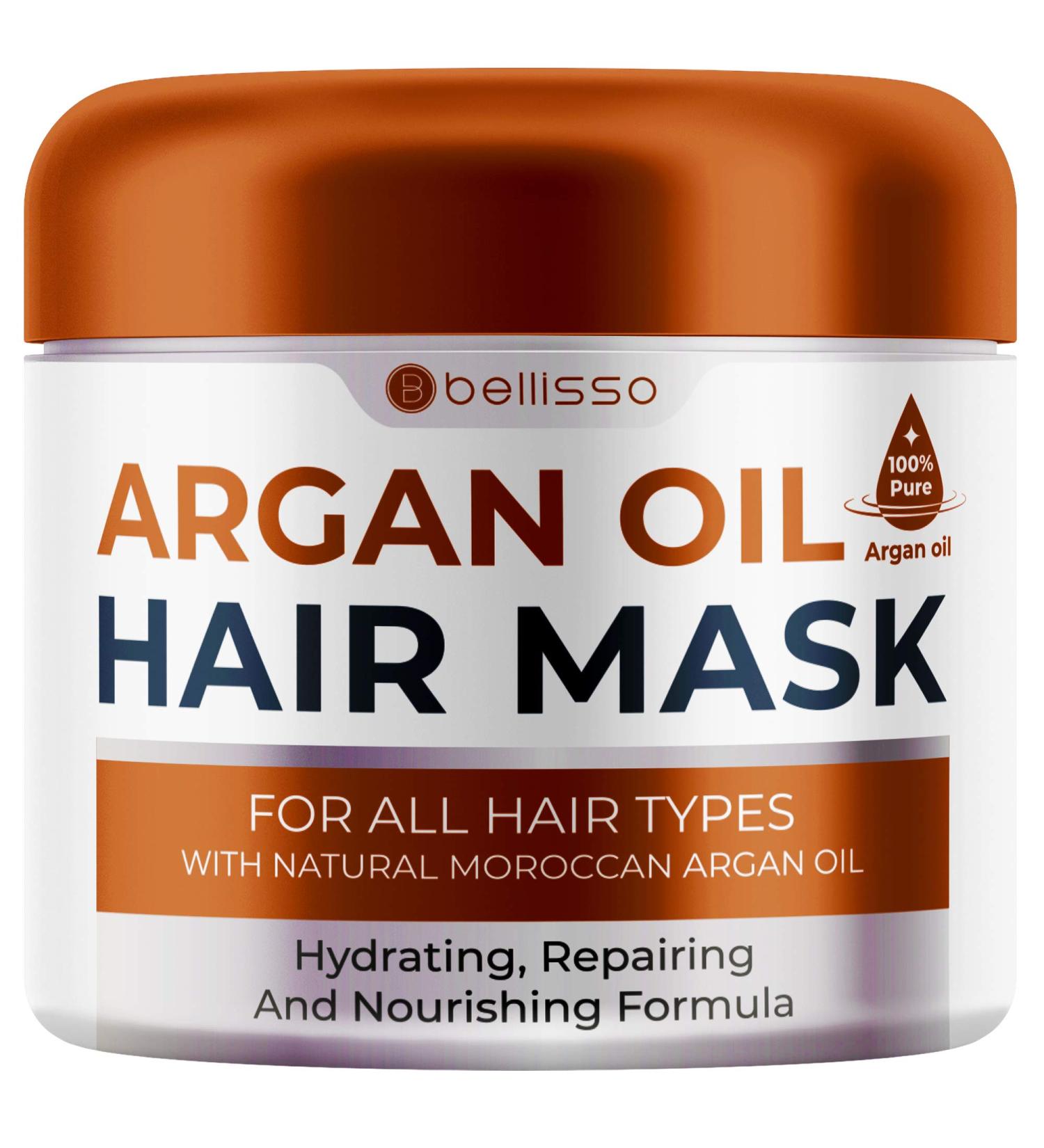 BELLISSO Moroccan Argan Oil Hair Mask - Deep Moisturizing Conditioner for Dry & Damaged Hair - Buy Online on SooperMarket.com
