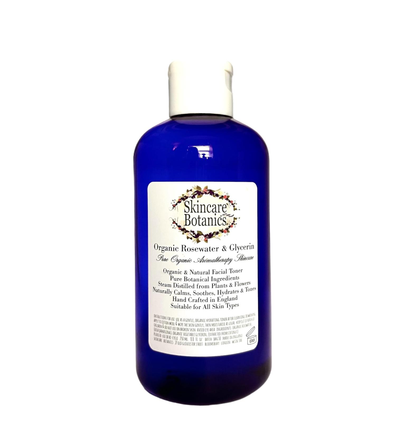 Skincare Botanics Organic & Natural Rosewater & Glycerin Facial Toner | Excellent for Hydrating Skin | Large 250 ml. Bottle | Made in the U.K. - Buy Online on SooperMarket.com