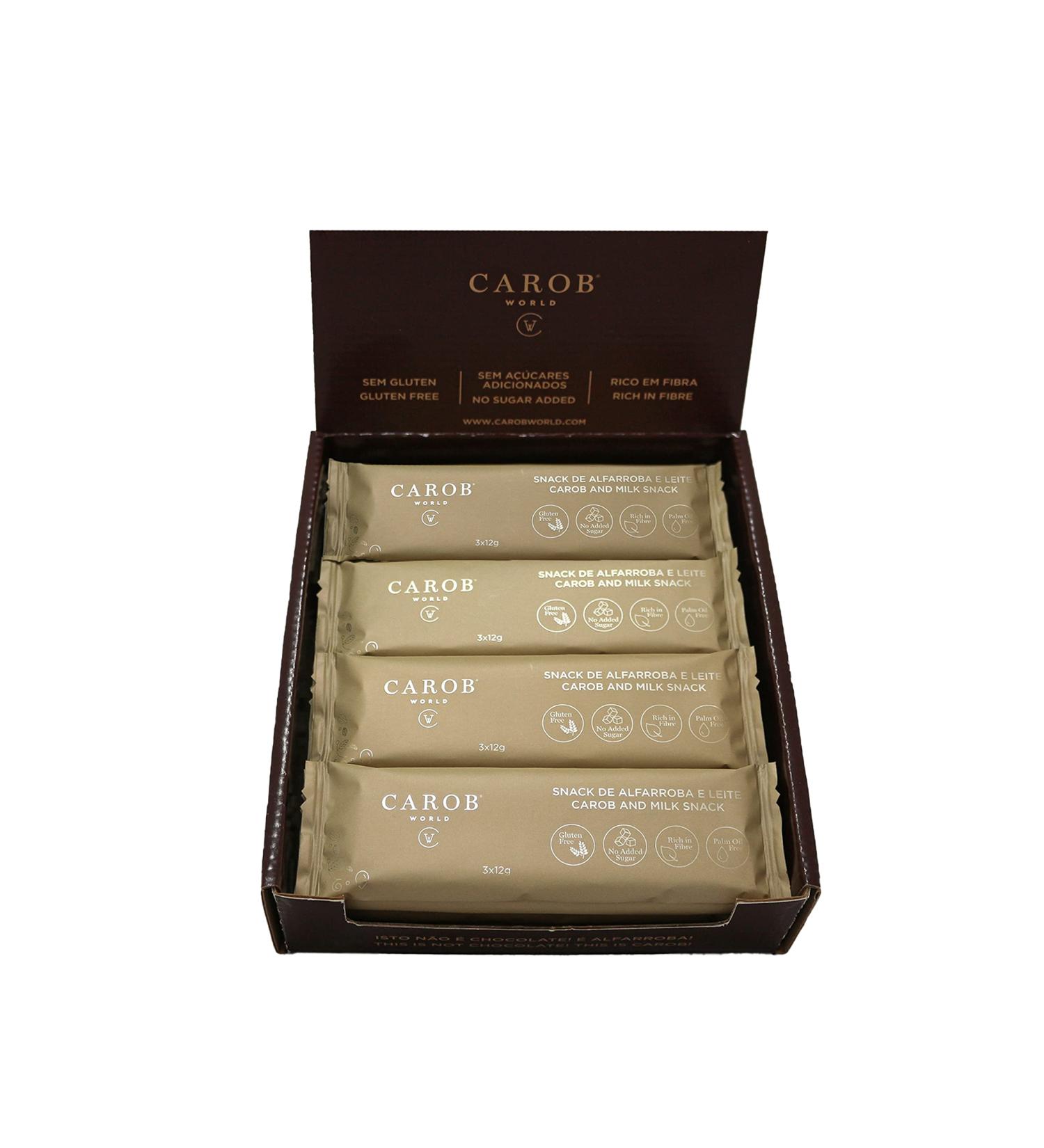 Carob and Milk Snack | Gluten-free and Sugar-free | Pack of 20 Units (20 x 36g) - Buy Online on SooperMarket.com