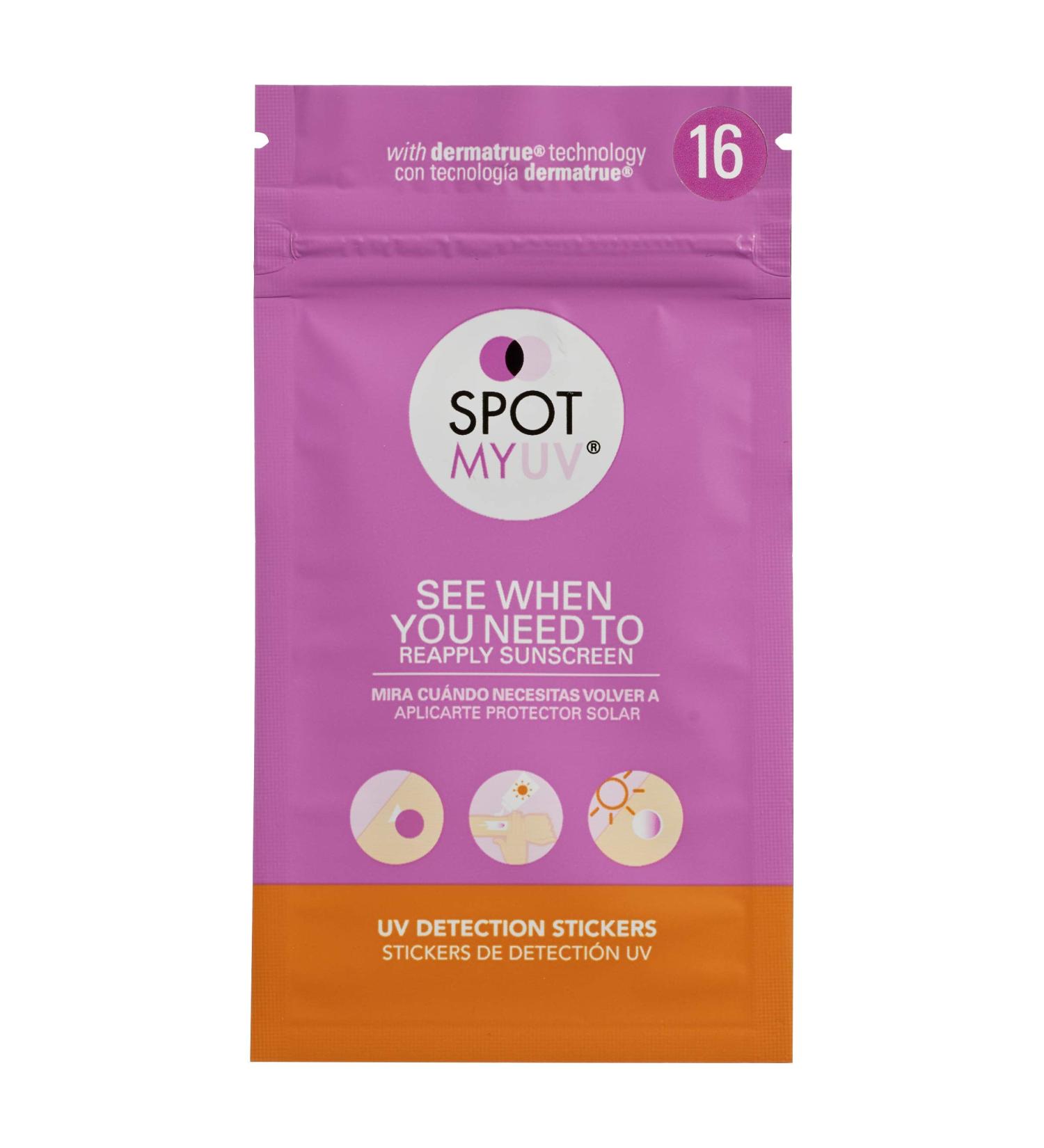 SPOTMYUV UV Detection Stickers for Sunscreen with Dermatrue Skin Mimicking Technology - 16 Count 16 Count (Pack of 1)