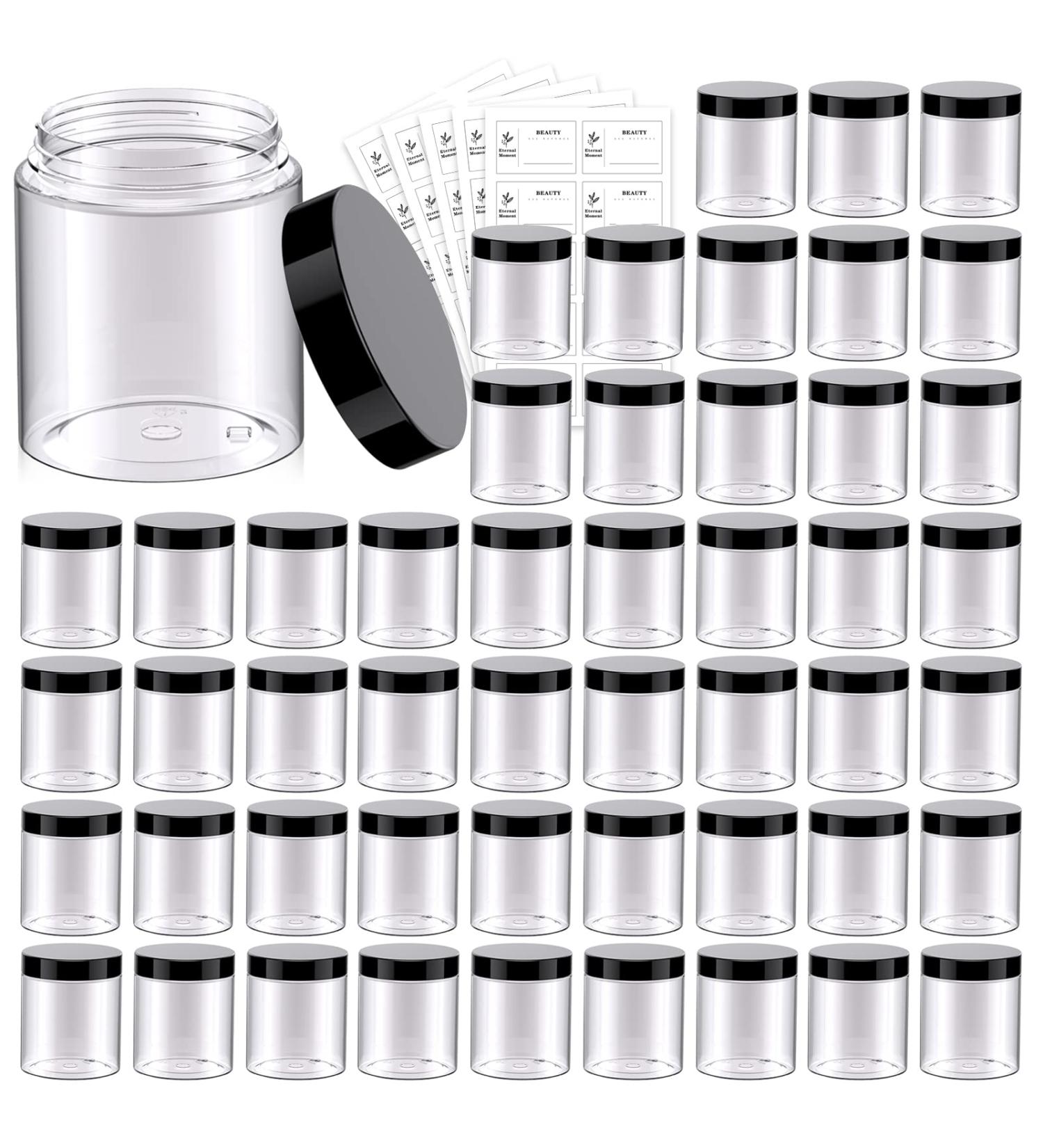 50 Pack 8 oz Clear Plastic Cosmetic Jars with Lids - Ideal for Slime, Lotion, Makeup, and Travel Storage - Buy Online on SooperMarket.com