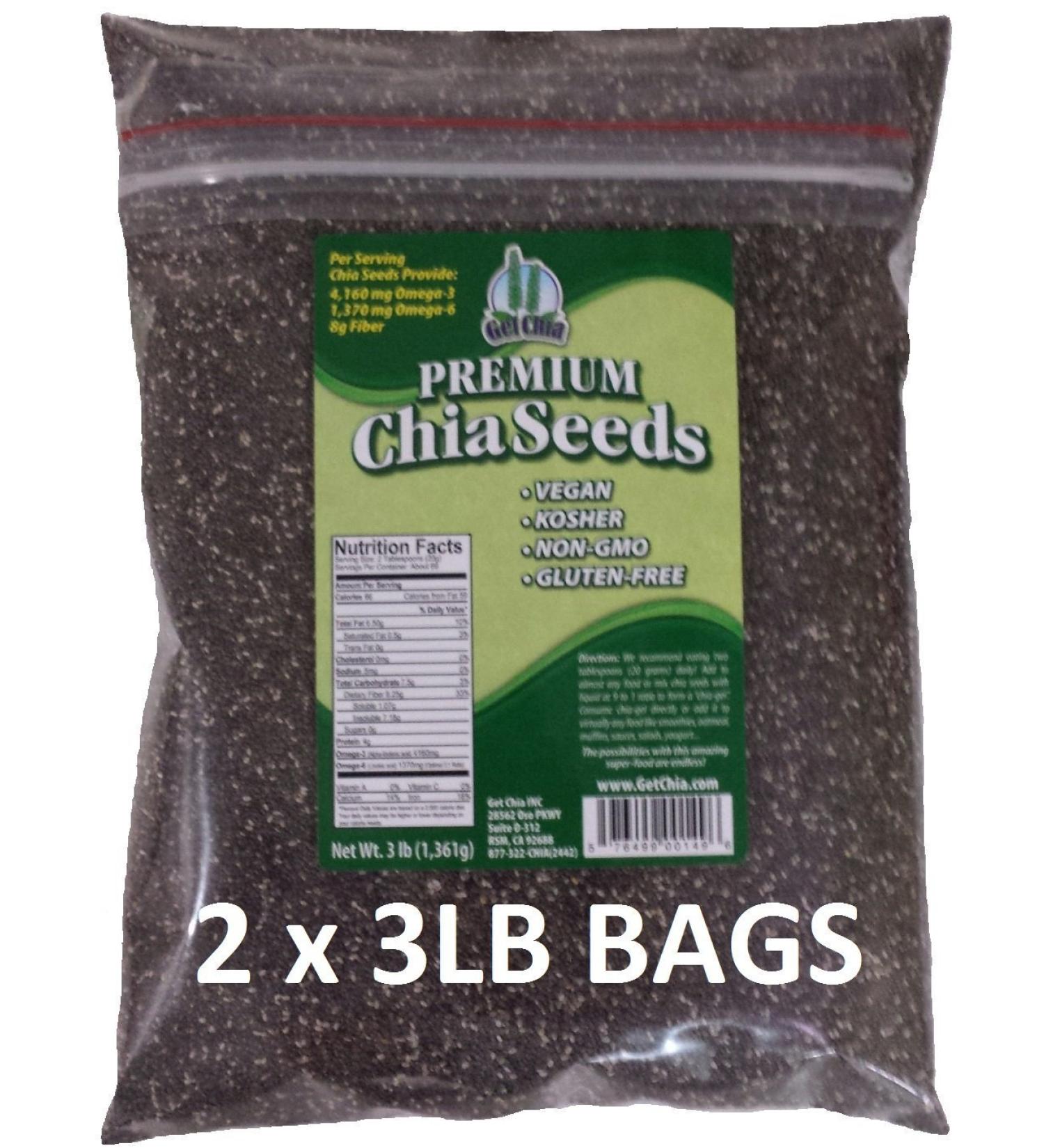 Get Chia Brand Chia Seed | Triple Cleaned | Cold Stored | Lab Tested | Pesticide Free I Non GMO | 6 LB